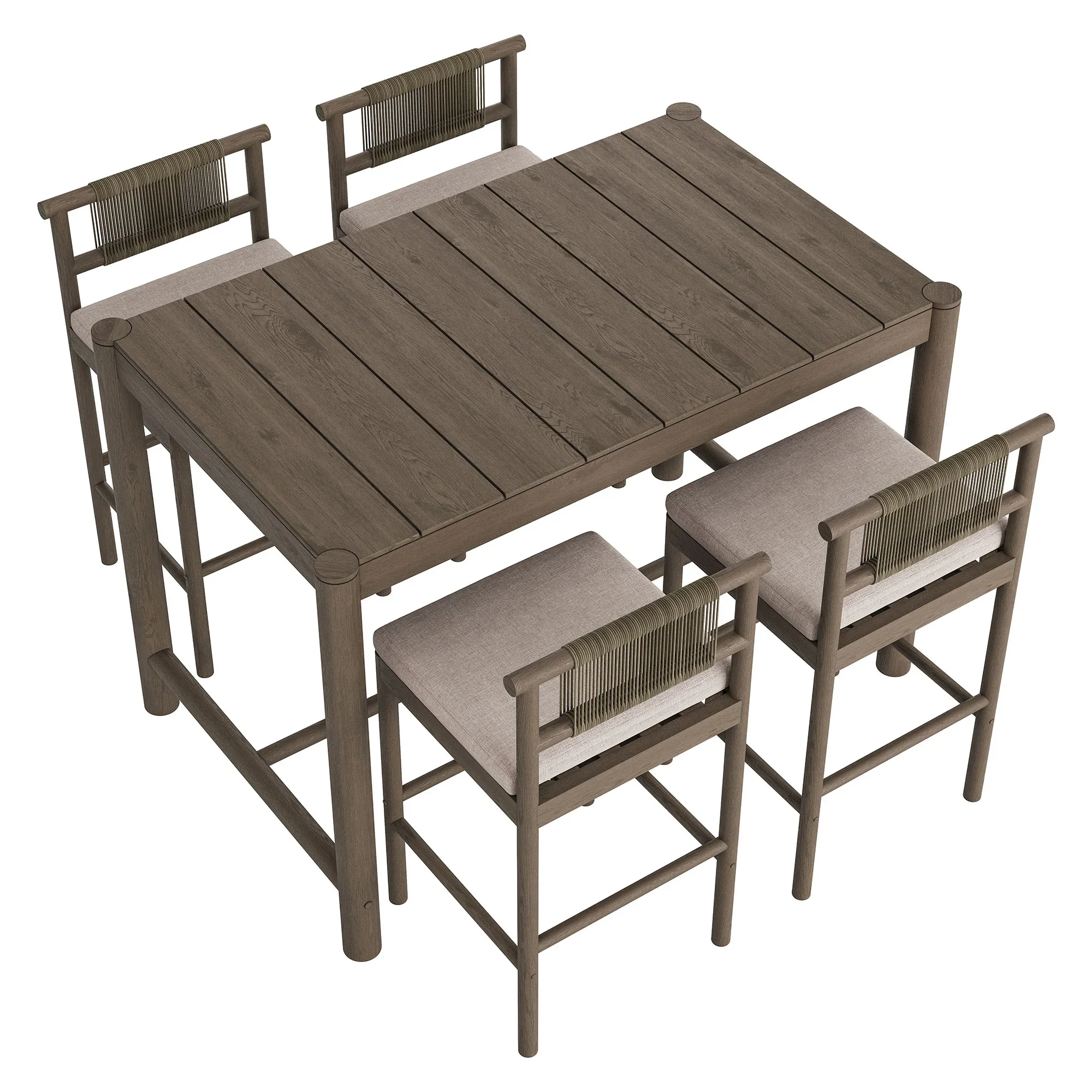 Eleni 5-Piece Outdoor Teak Wood Bar Set - Image 10
