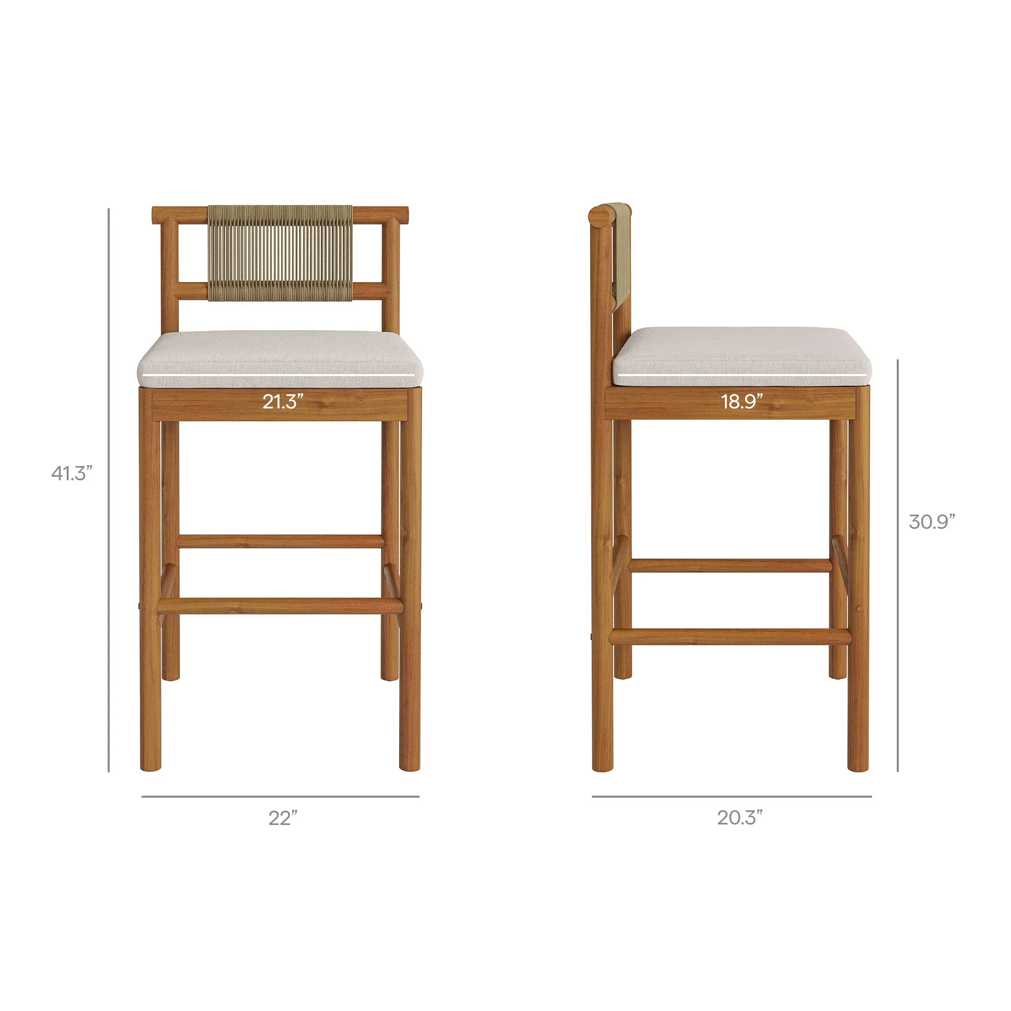 Eleni 5-Piece Outdoor Teak Wood Bar Set - Image 20