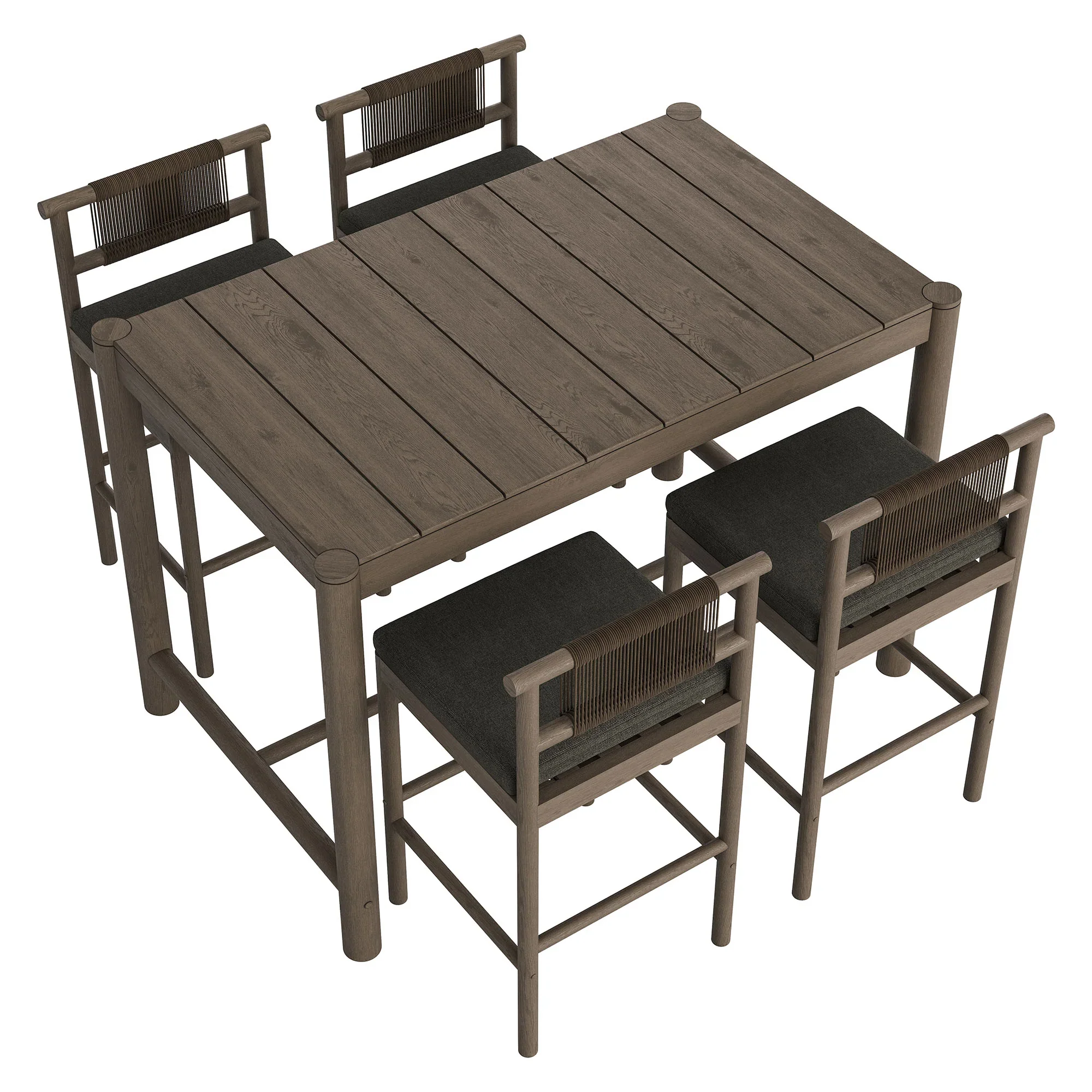 Eleni 5-Piece Outdoor Teak Wood Bar Set - Image 3