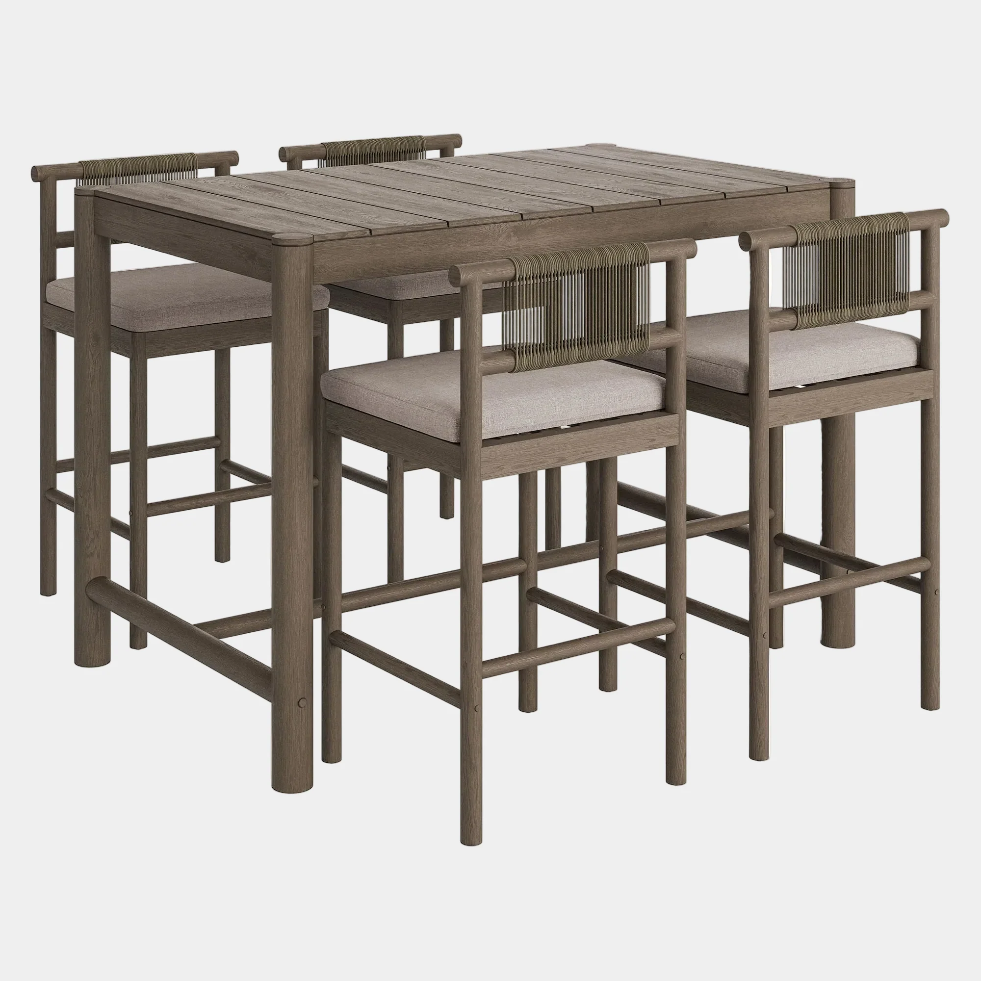 Eleni 5-Piece Outdoor Teak Wood Bar Set - Image 8