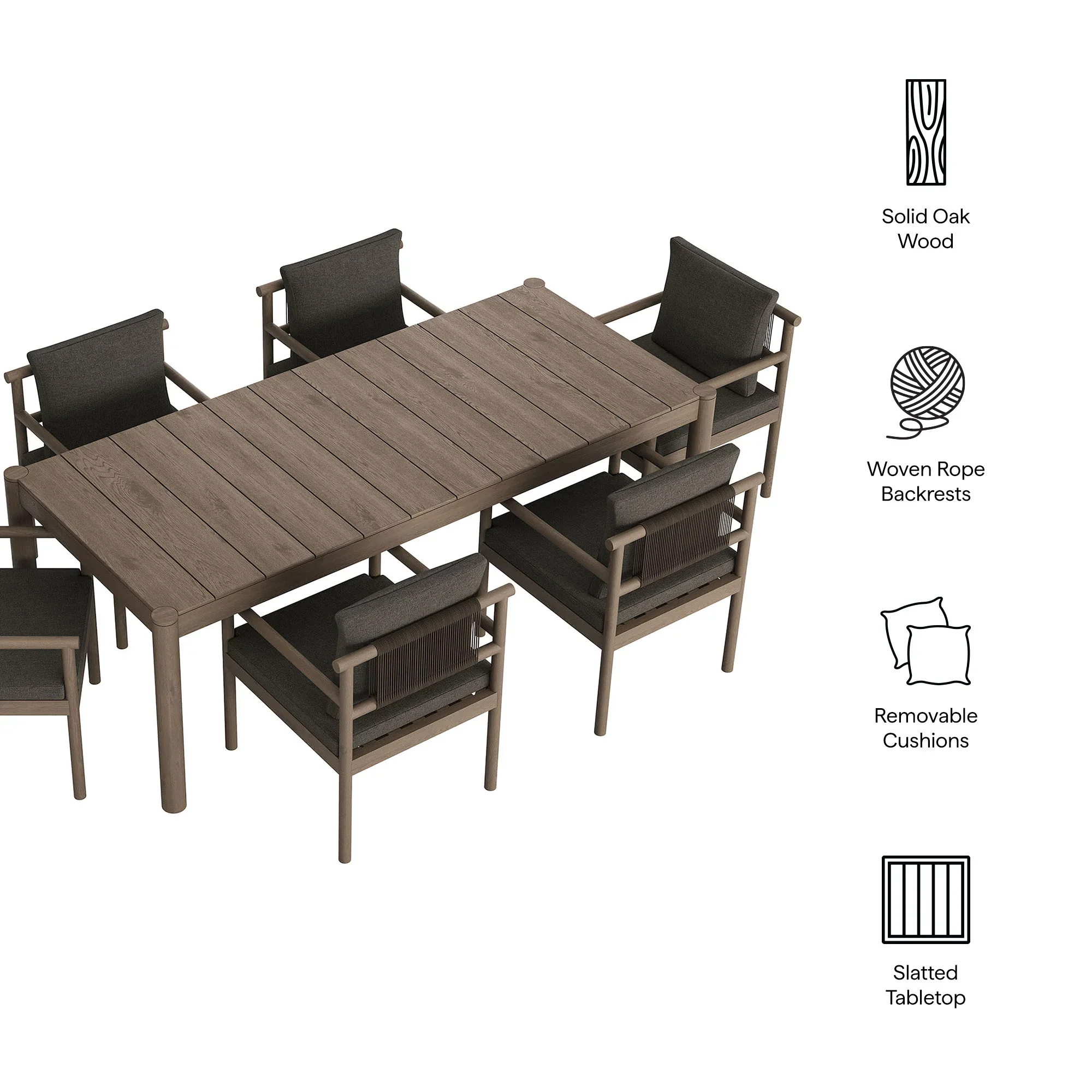 Eleni 7 Piece Outdoor Patio Teak Wood Dining Set - Image 3