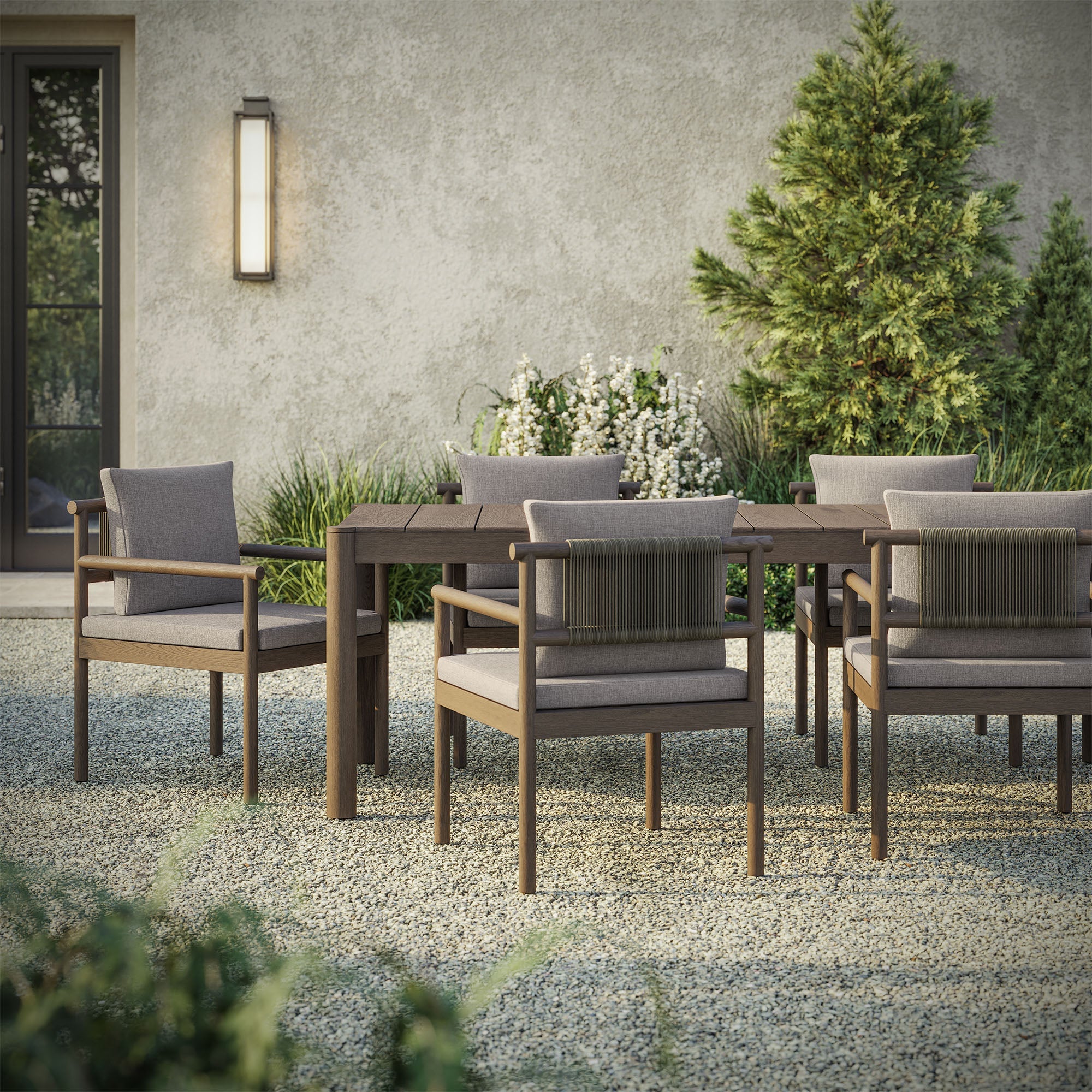 Eleni 7 Piece Outdoor Patio Teak Wood Dining Set - Image 35
