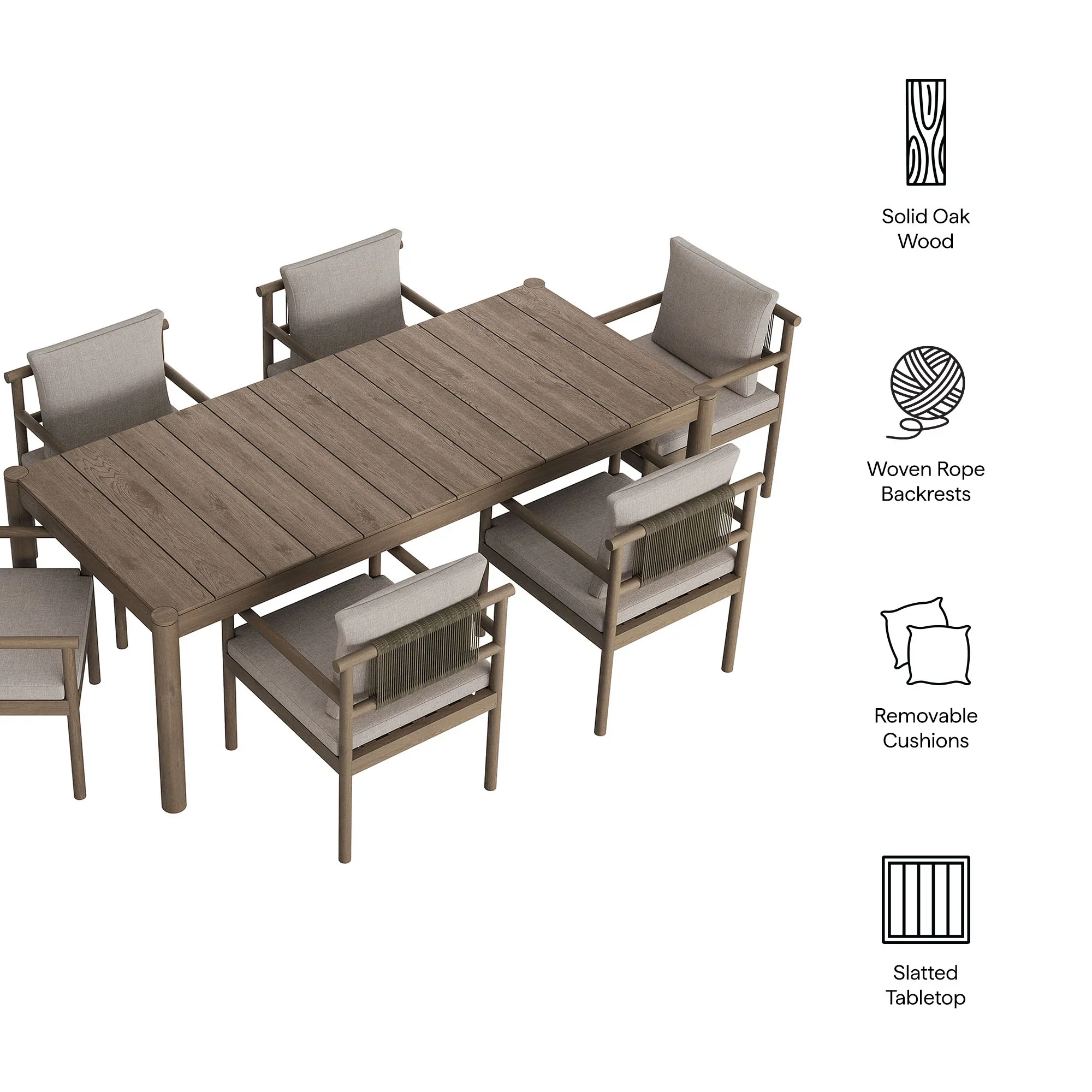Eleni 7 Piece Outdoor Patio Teak Wood Dining Set - Image 37