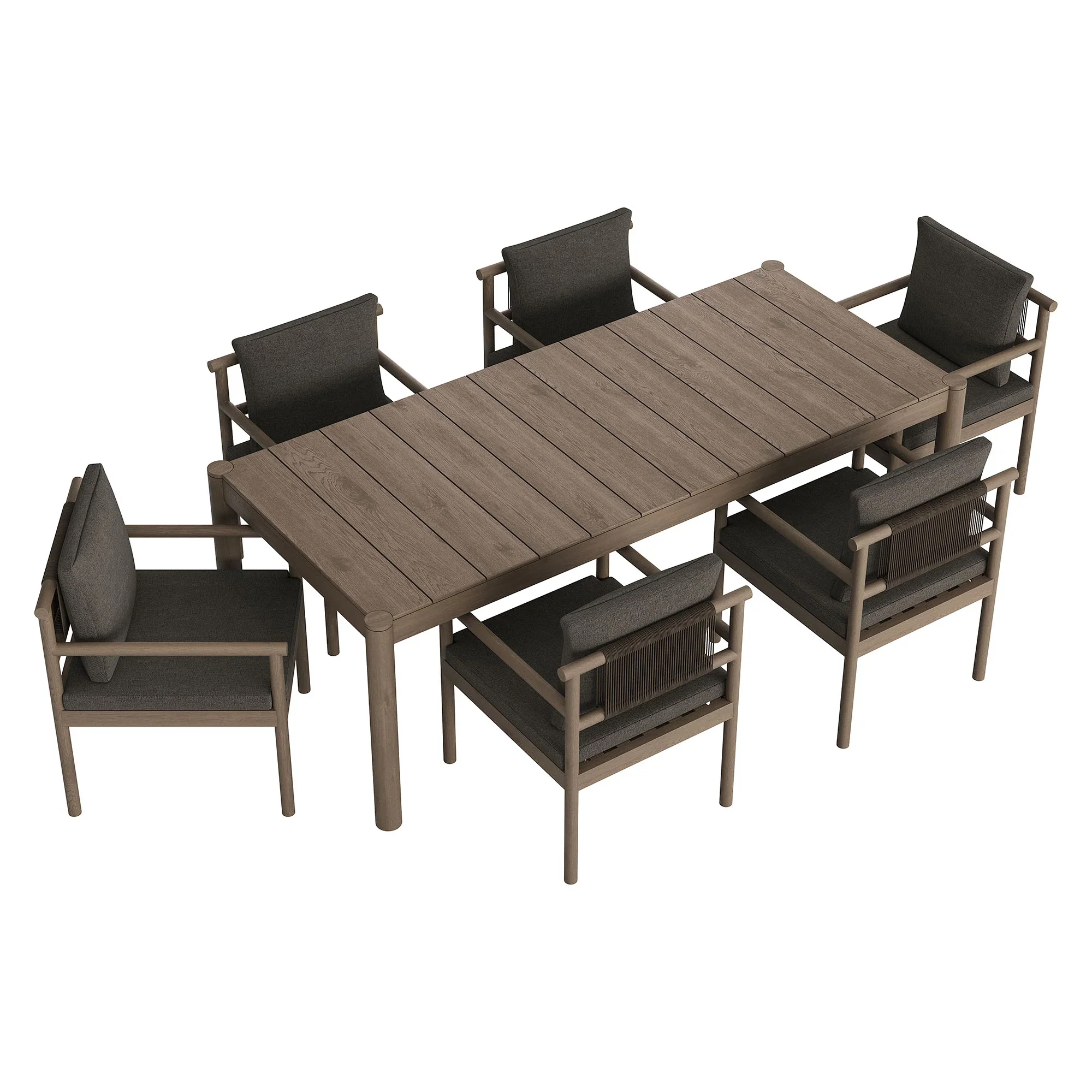 Eleni 7 Piece Outdoor Patio Teak Wood Dining Set - Image 4
