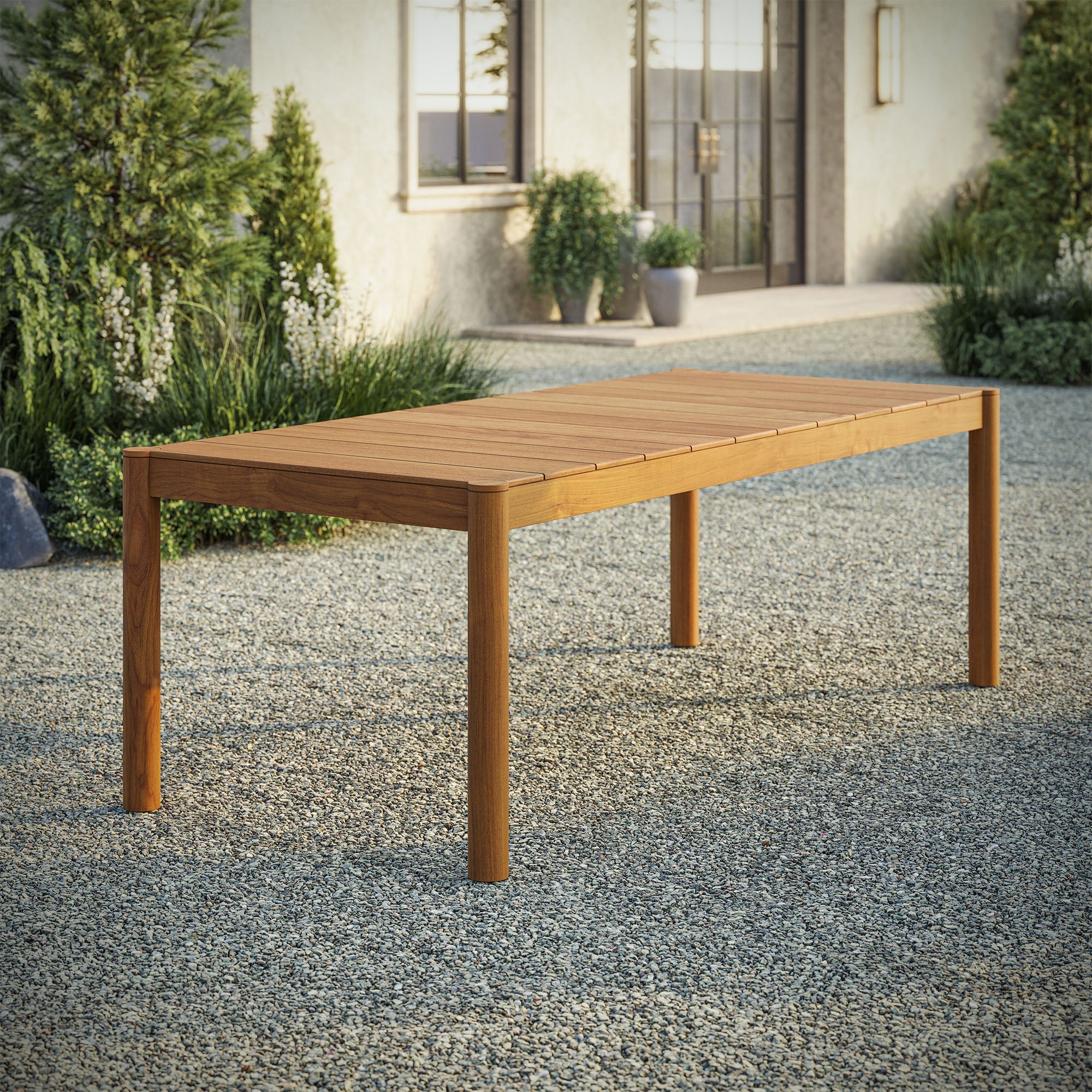Eleni 89-Inch Outdoor Patio Teak Wood Dining Table - Image 11