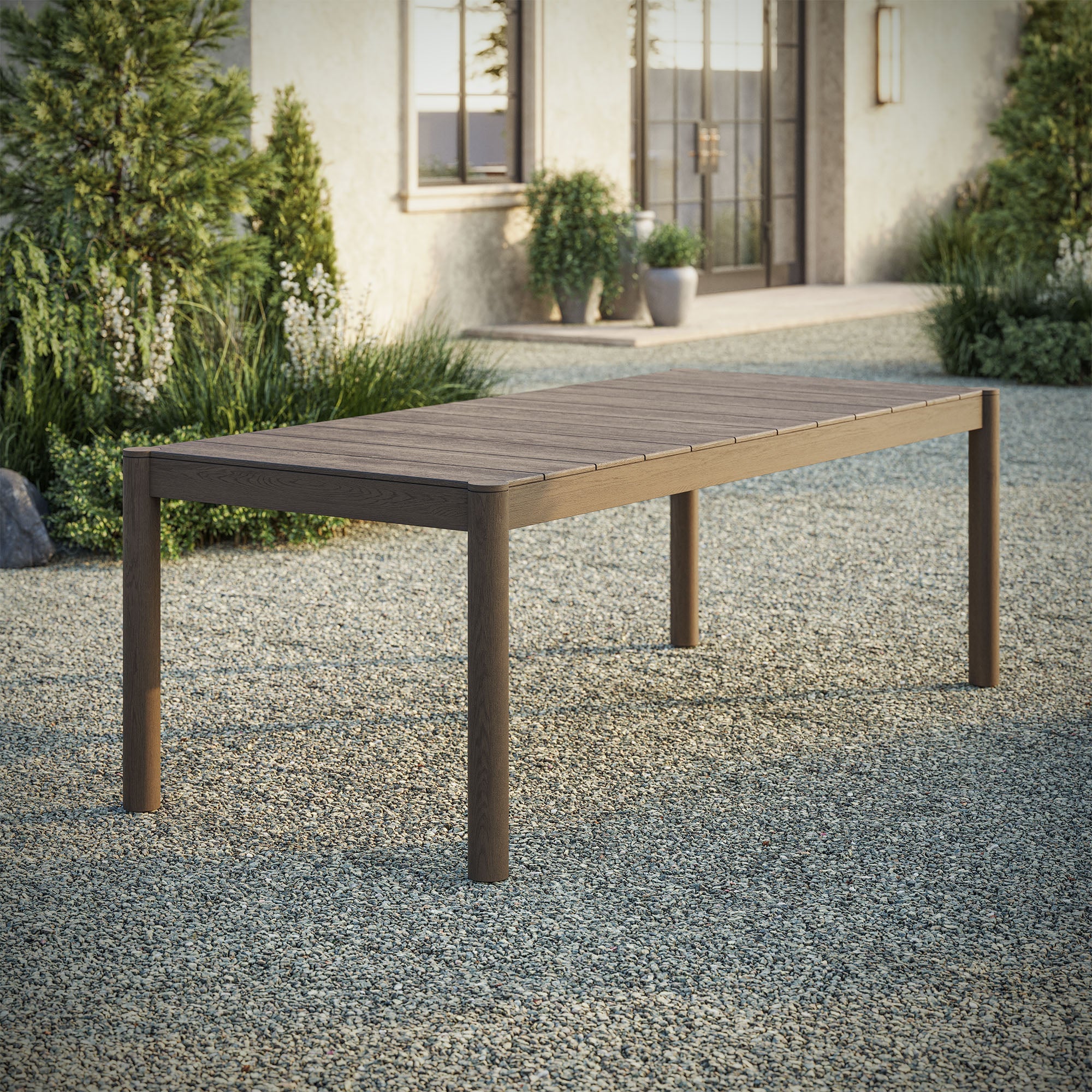 Eleni 89-Inch Outdoor Patio Teak Wood Dining Table - Image 2
