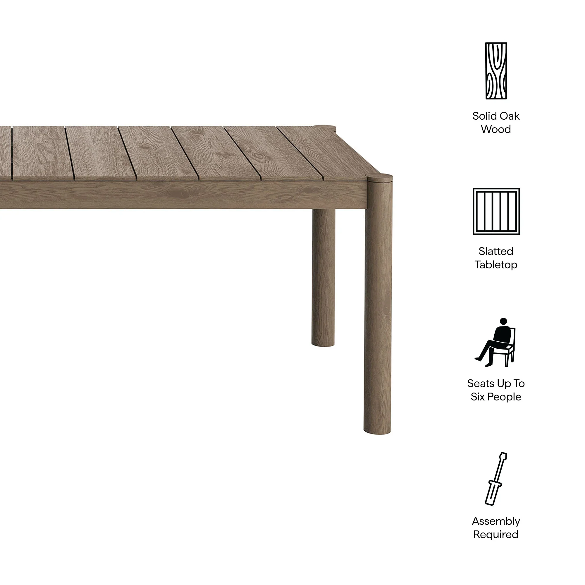 Eleni 89-Inch Outdoor Patio Teak Wood Dining Table - Image 4