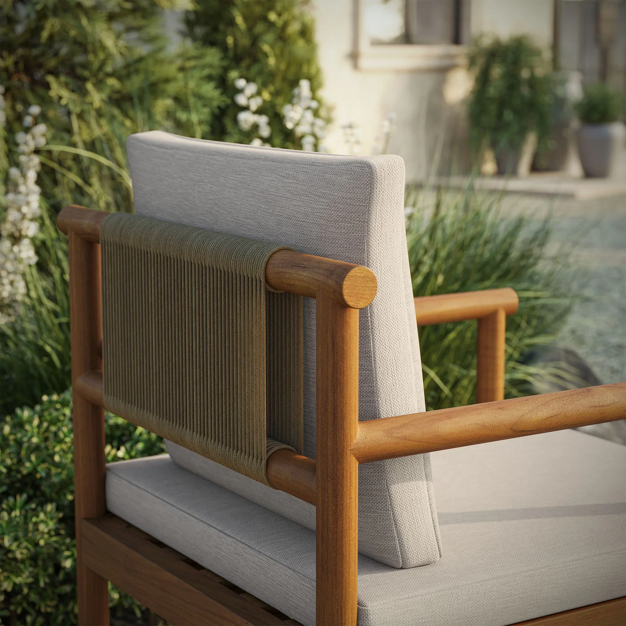 Eleni Outdoor Patio Teak Wood Rope Dining Chair - Image 12