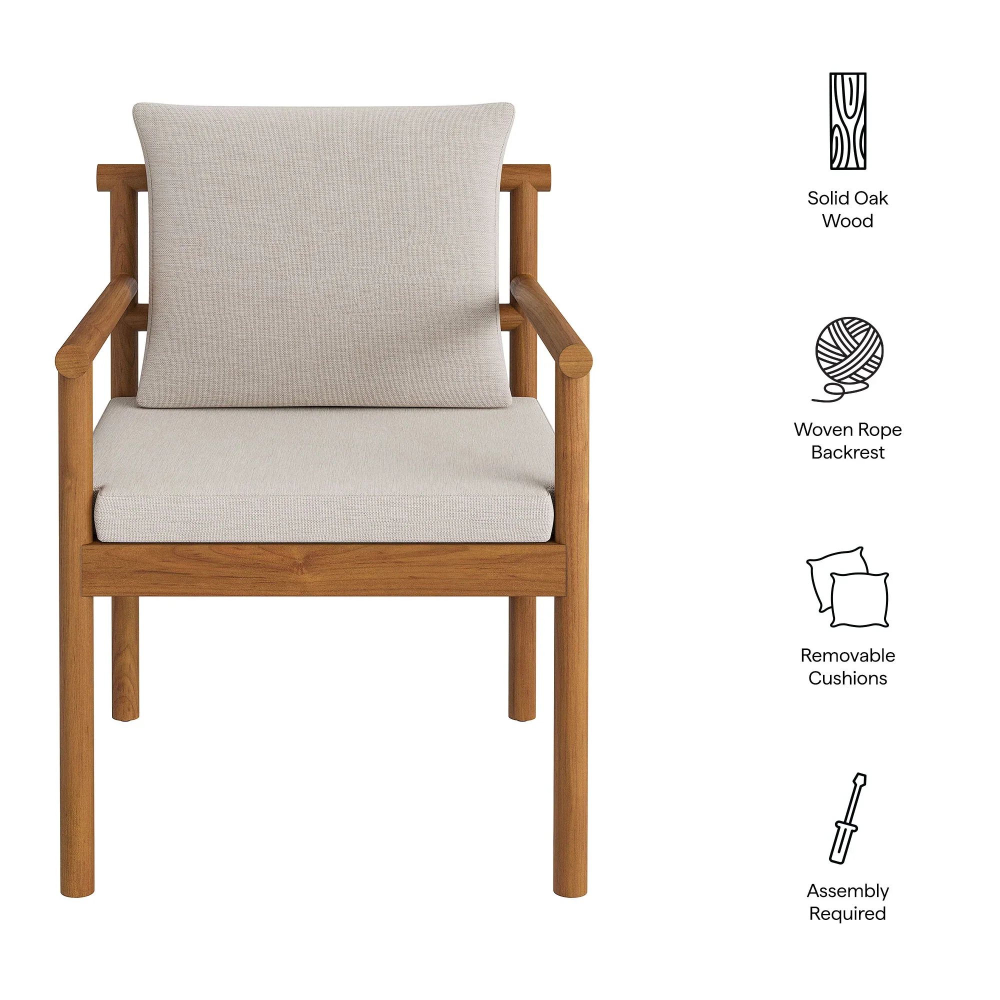 Eleni Outdoor Patio Teak Wood Rope Dining Chair - Image 17