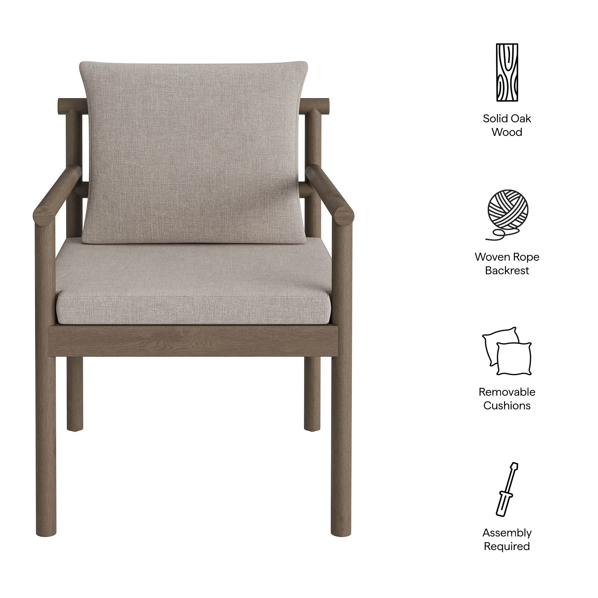Eleni Outdoor Patio Teak Wood Rope Dining Chair - Image 26
