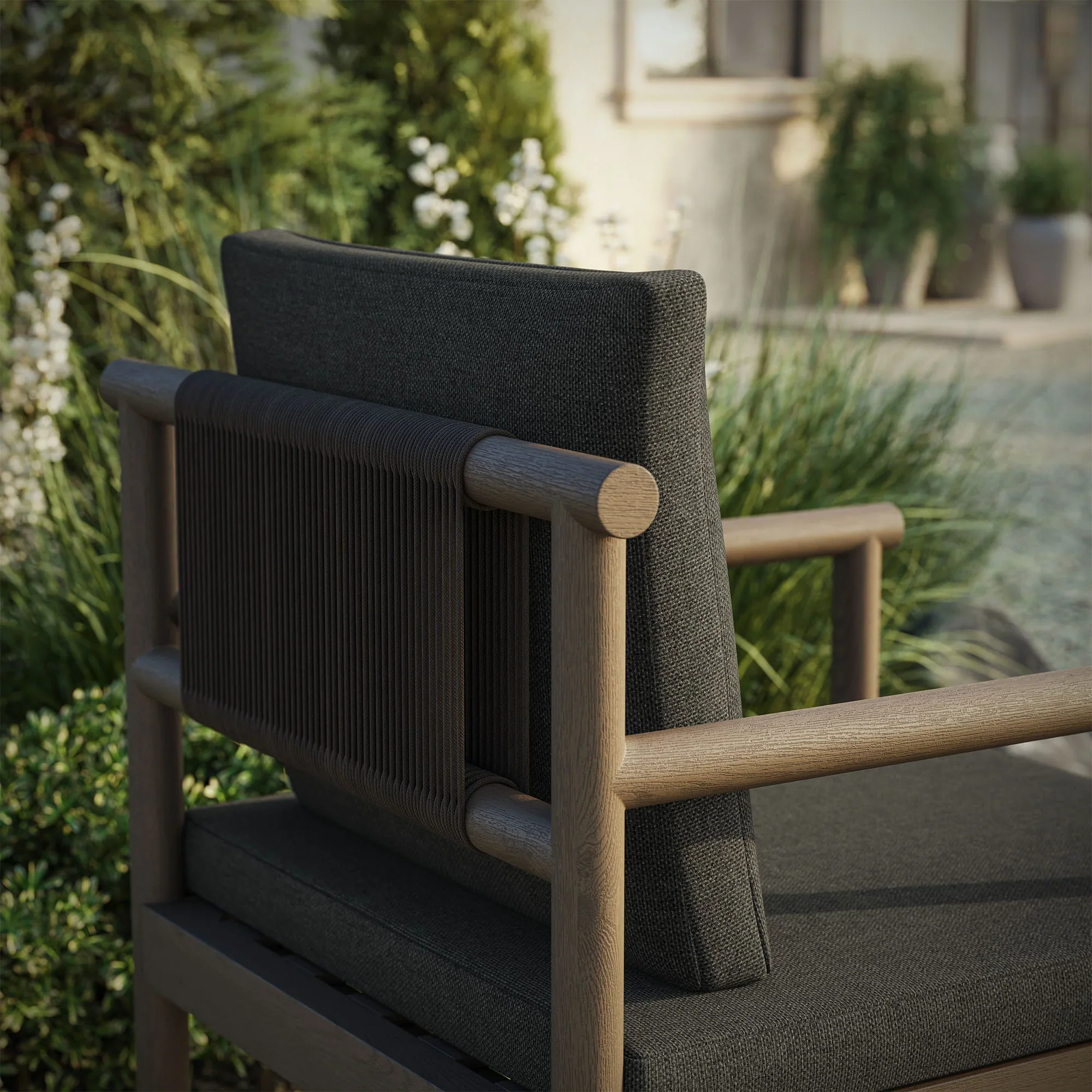 Eleni Outdoor Patio Teak Wood Rope Dining Chair - Image 3