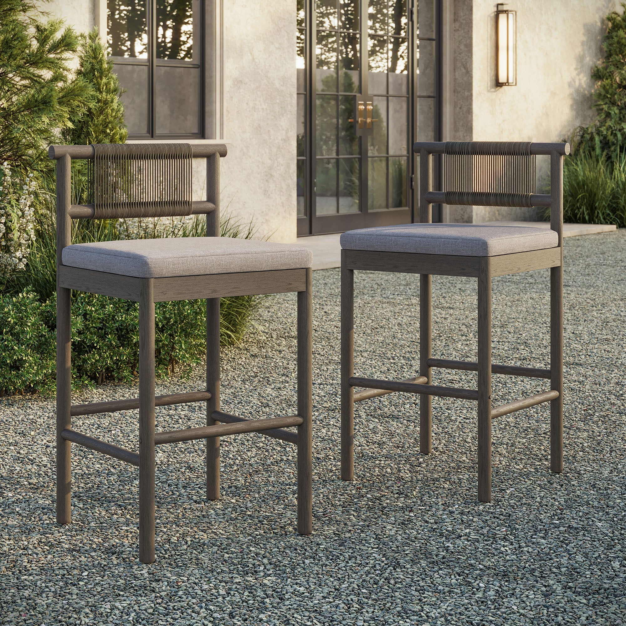 Eleni Outdoor Teak Wood Bar Stools Set of 2 - Image 12