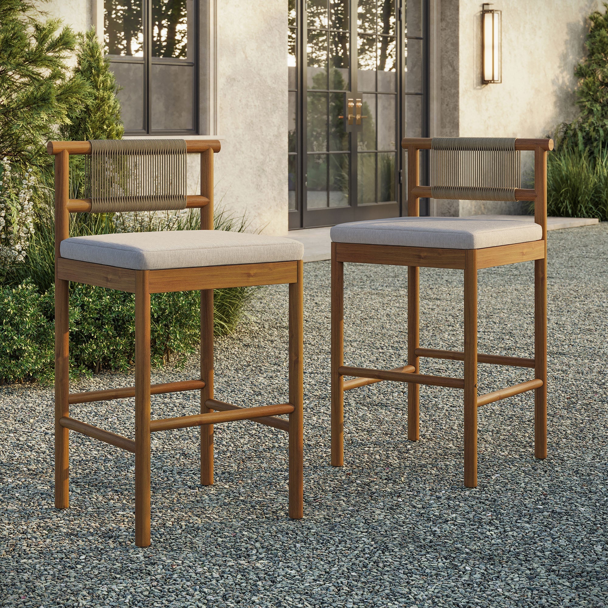 Eleni Outdoor Teak Wood Bar Stools Set of 2 - Image 22