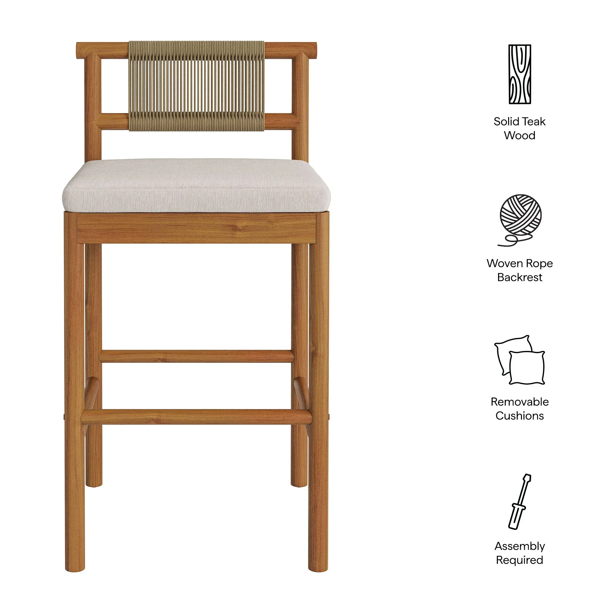 Eleni Outdoor Teak Wood Bar Stools Set of 2 - Image 29