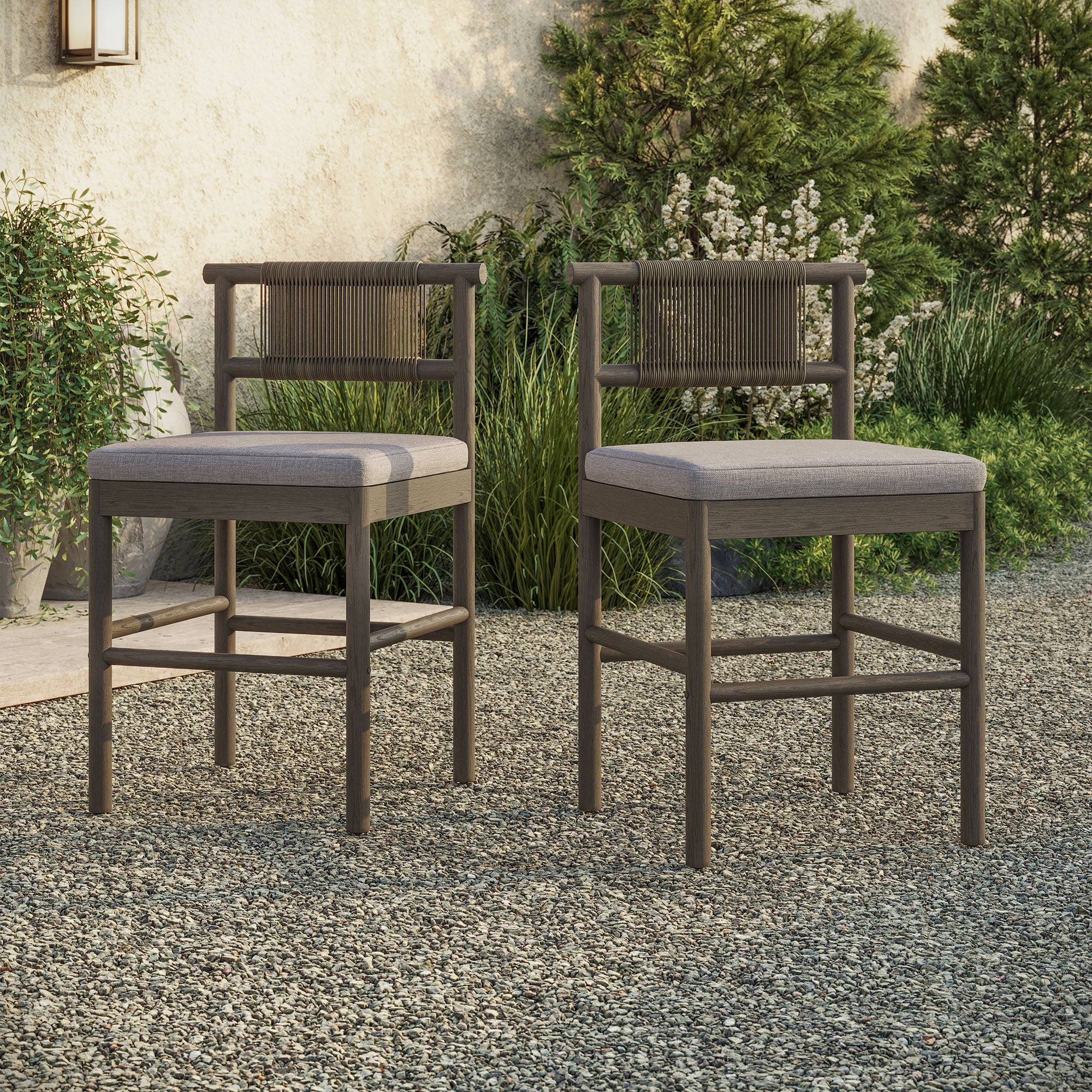 Eleni Outdoor Teak Wood Counter Stools Set of 2 - Image 12