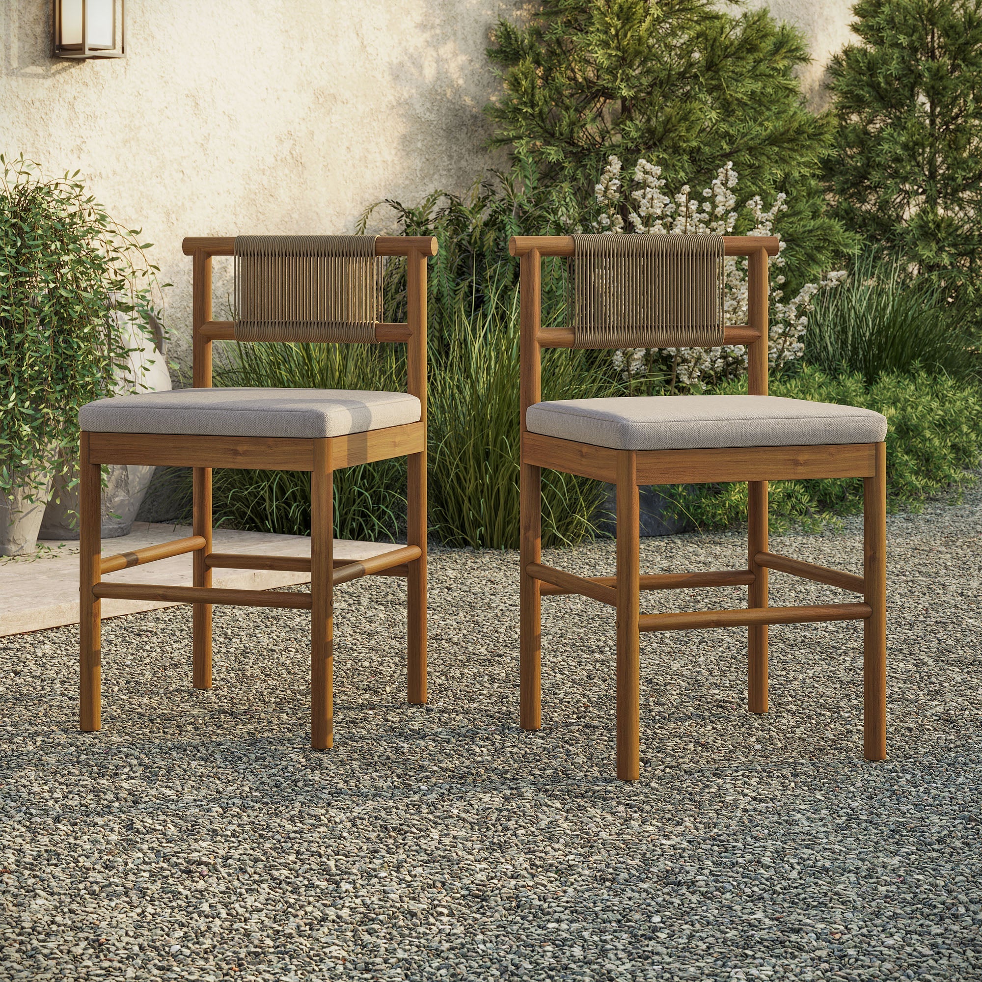 Eleni Outdoor Teak Wood Counter Stools Set of 2 - Image 22