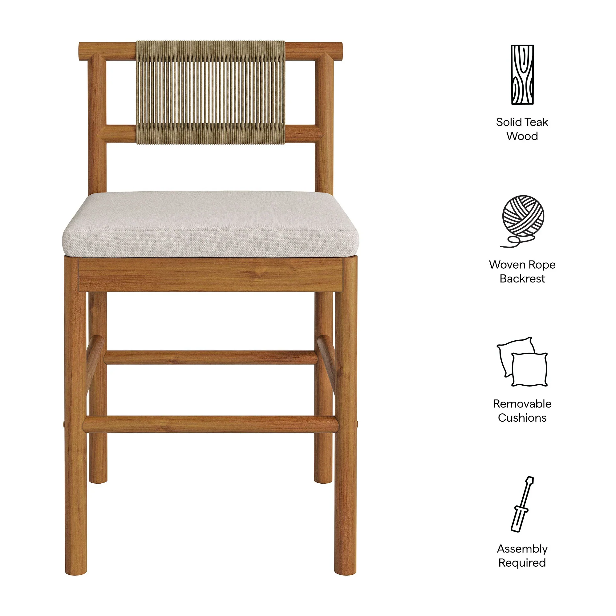 Eleni Outdoor Teak Wood Counter Stools Set of 2 - Image 29