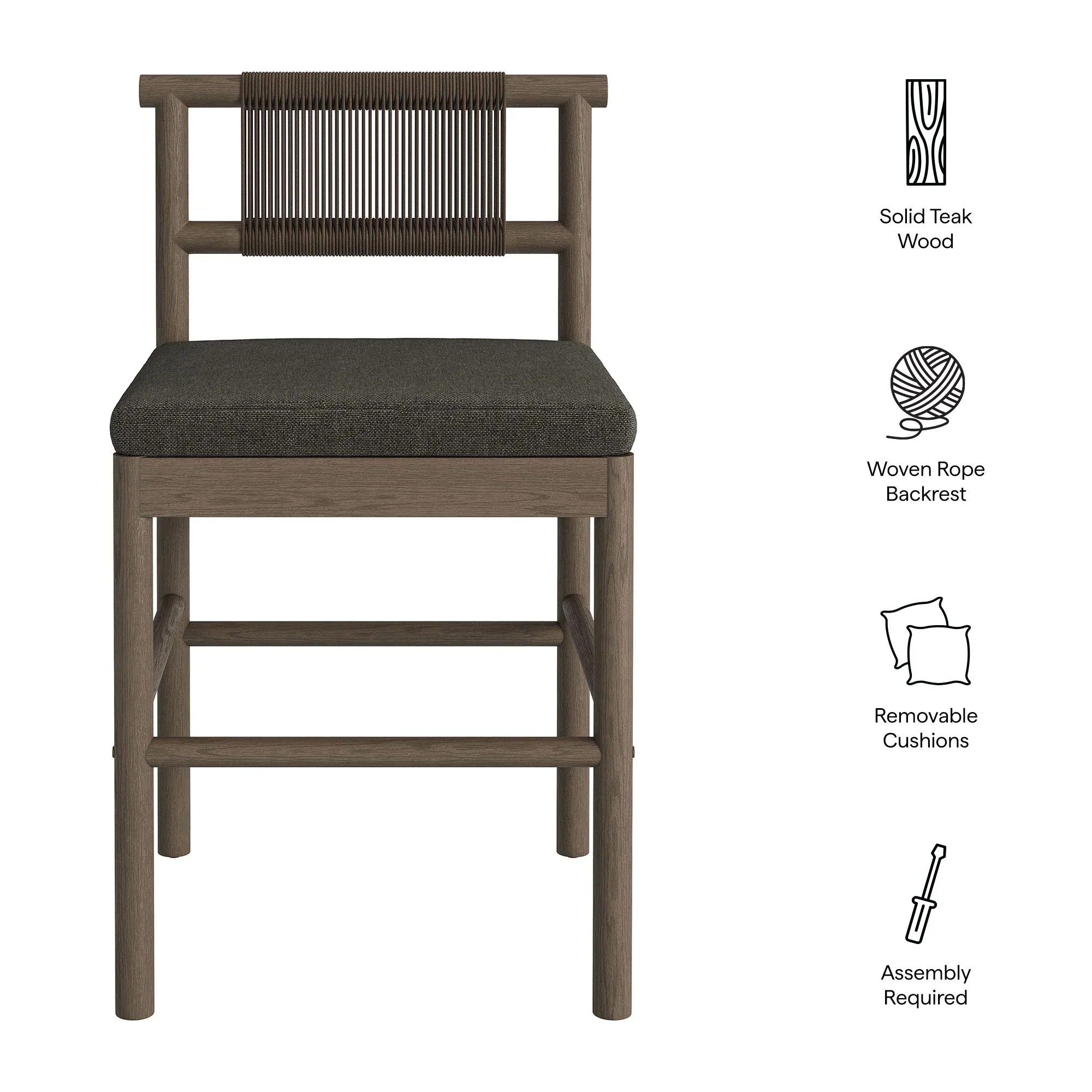 Eleni Outdoor Teak Wood Counter Stools Set of 2 - Image 9