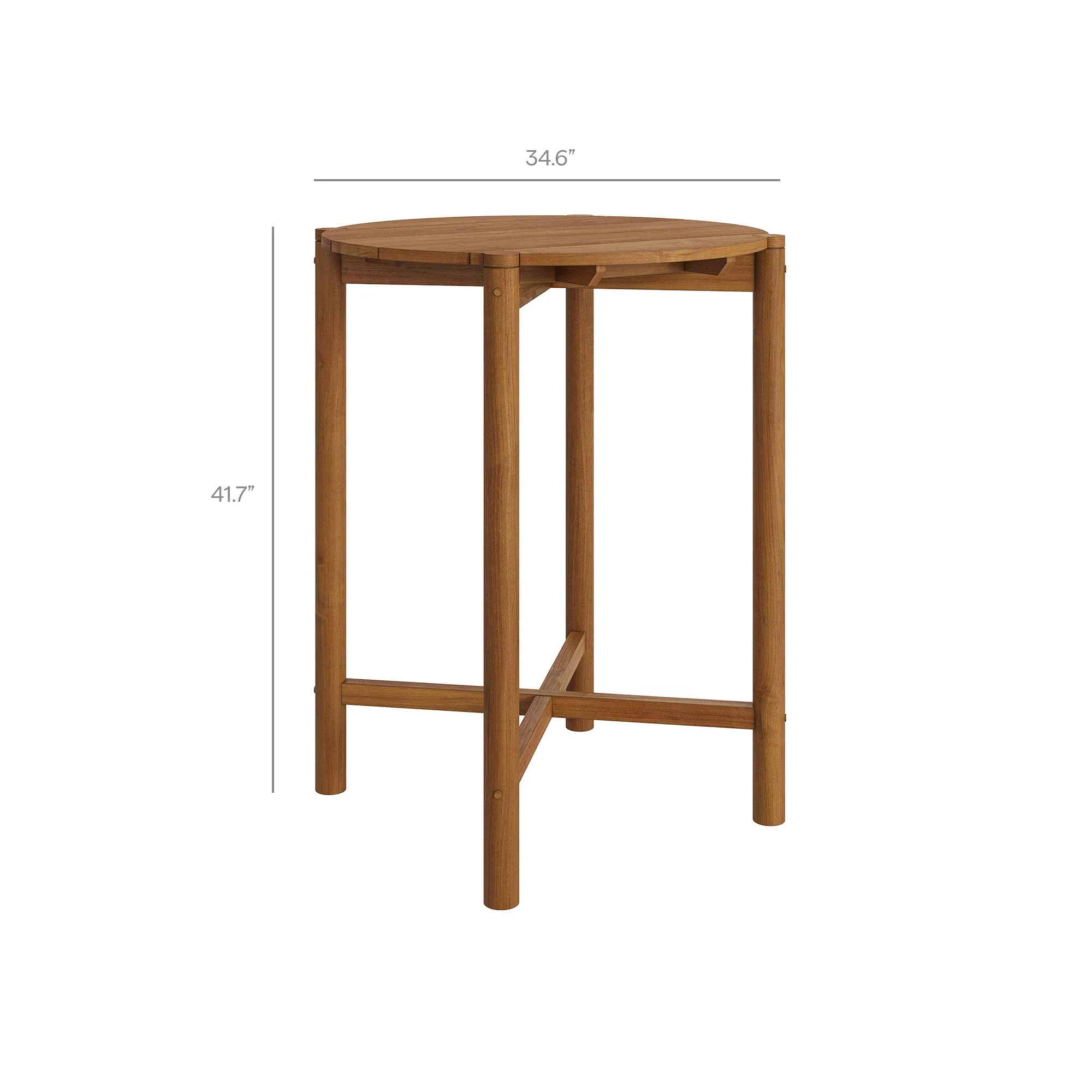 Eleni Round 35 Inch Outdoor Teak Wood Round Bar Table - Image 16