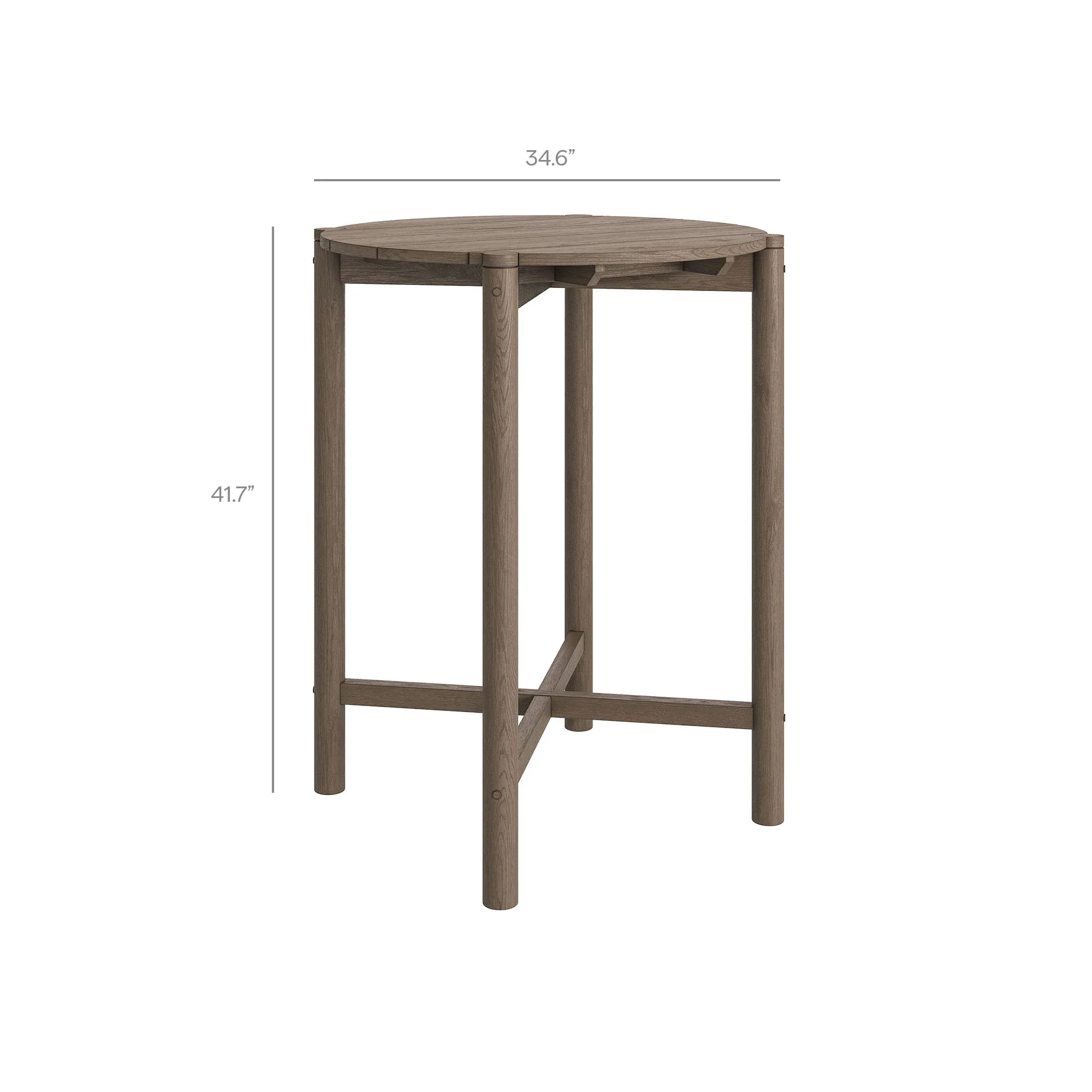 Eleni Round 35 Inch Outdoor Teak Wood Round Bar Table - Image 8