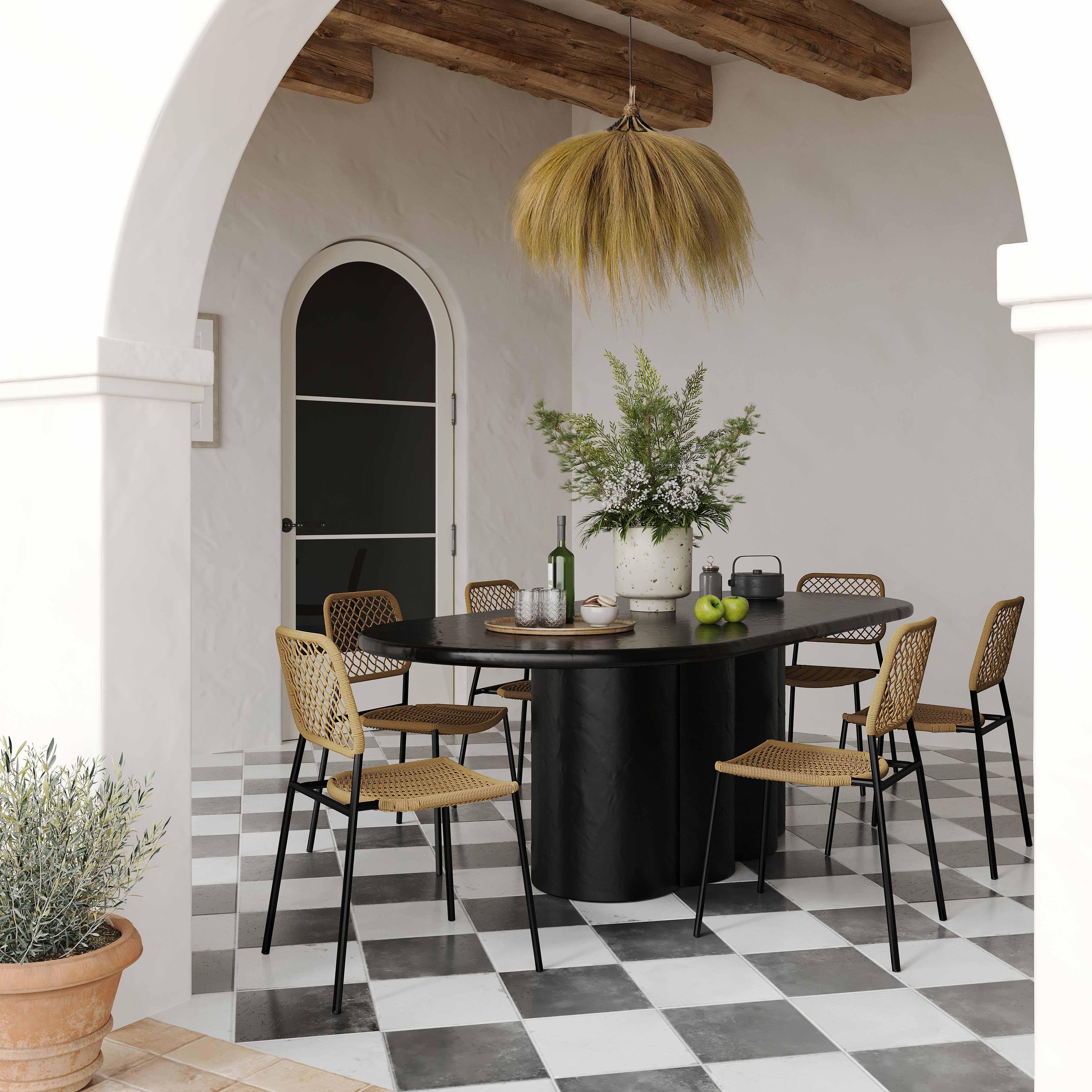 Elika 80" Faux Plaster Indoor / Outdoor Oval Dining Table - Image 9
