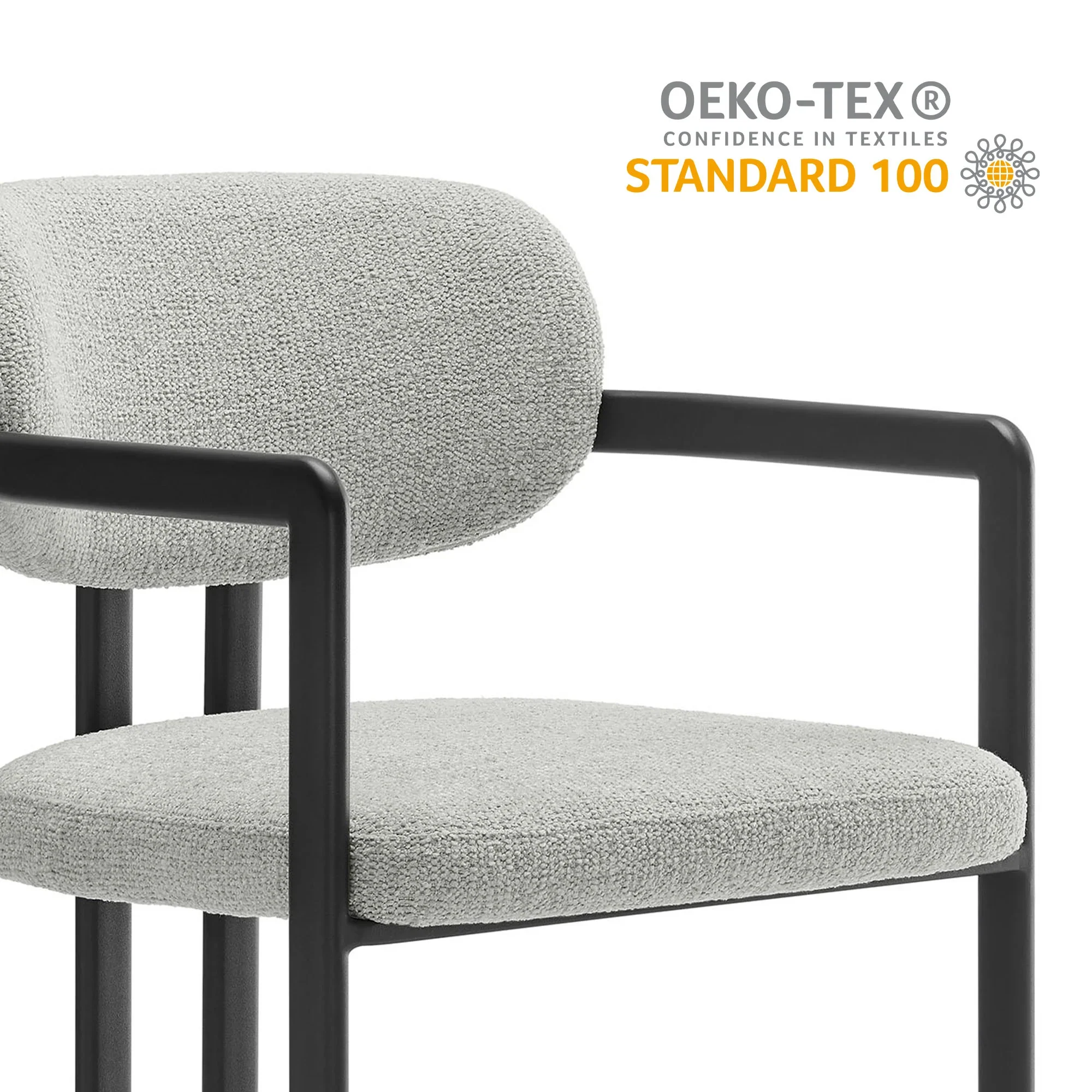 Elio Barrel Fabric and Metal Dining Chair - Image 19