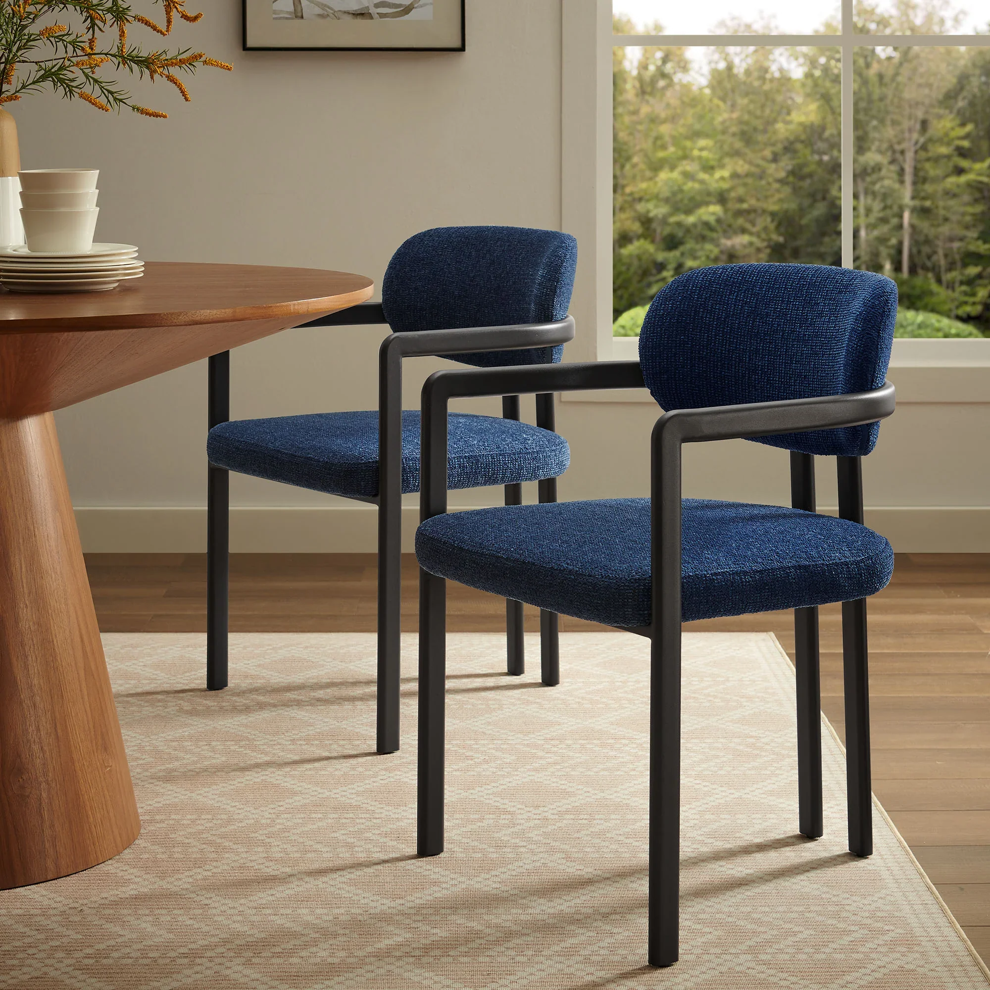 Elio Barrel Fabric and Metal Dining Chair - Image 23
