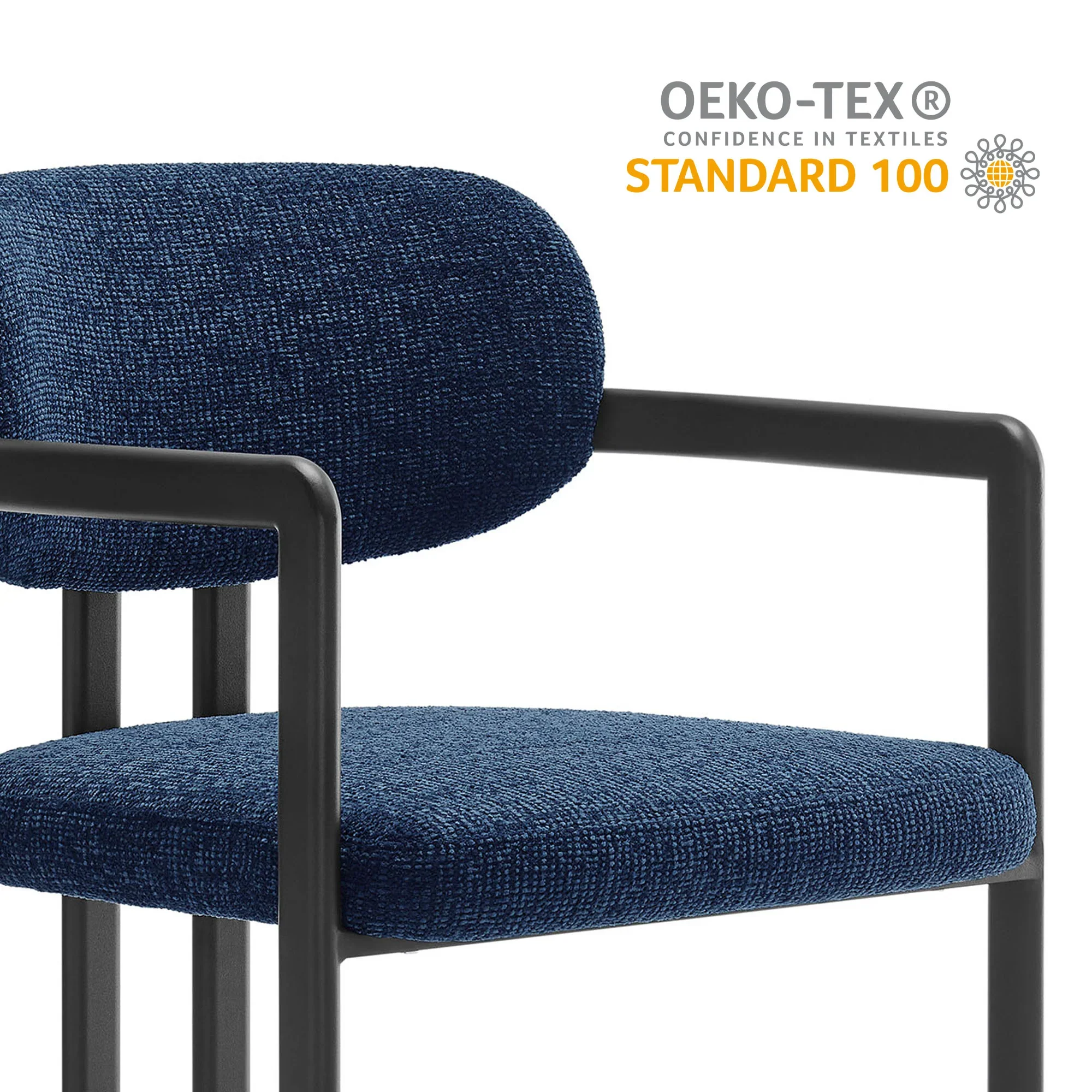 Elio Barrel Fabric and Metal Dining Chair - Image 29