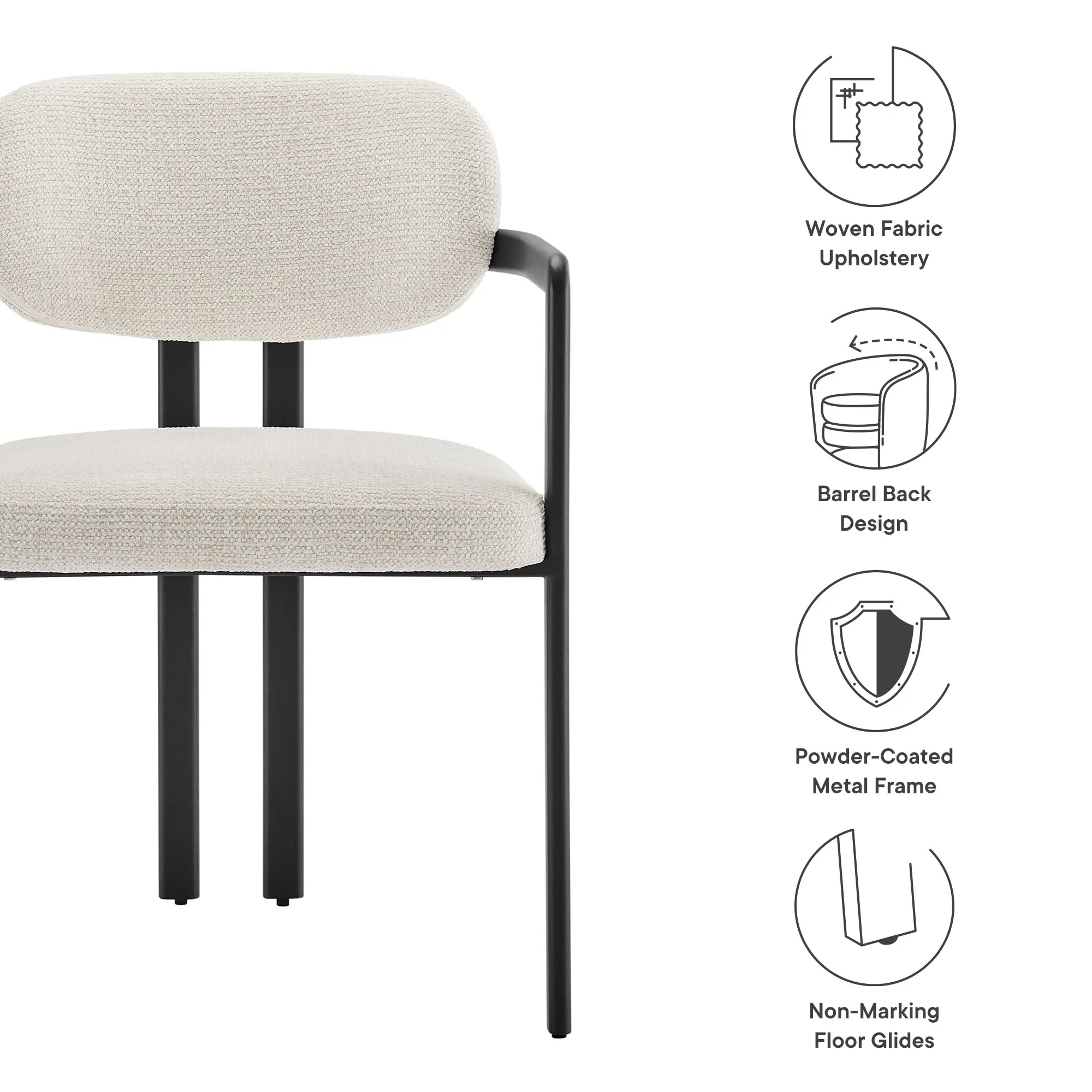 Elio Barrel Fabric and Metal Dining Chair - Image 8