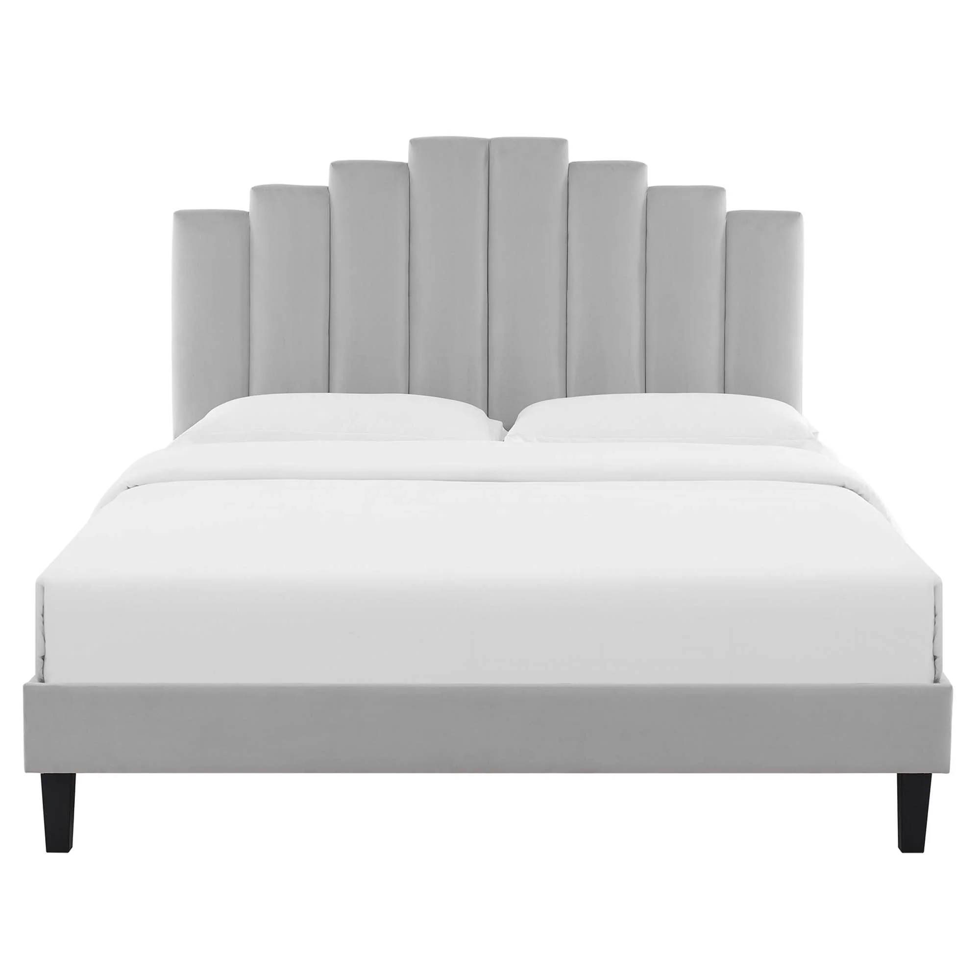 Elise Performance Velvet Platform Bed With Black Wood Legs - Image 30