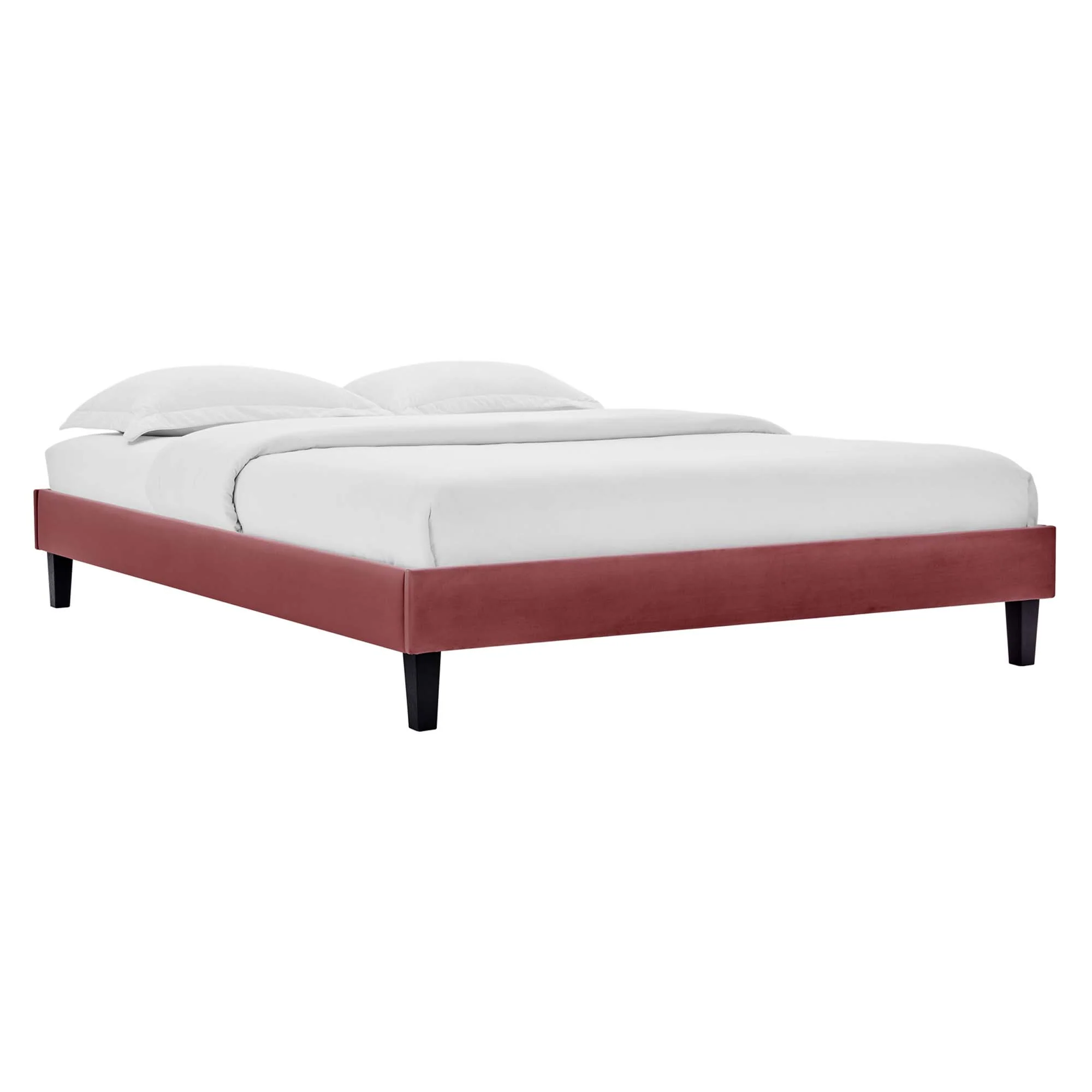 Elise Performance Velvet Platform Bed With Black Wood Legs - Image 5