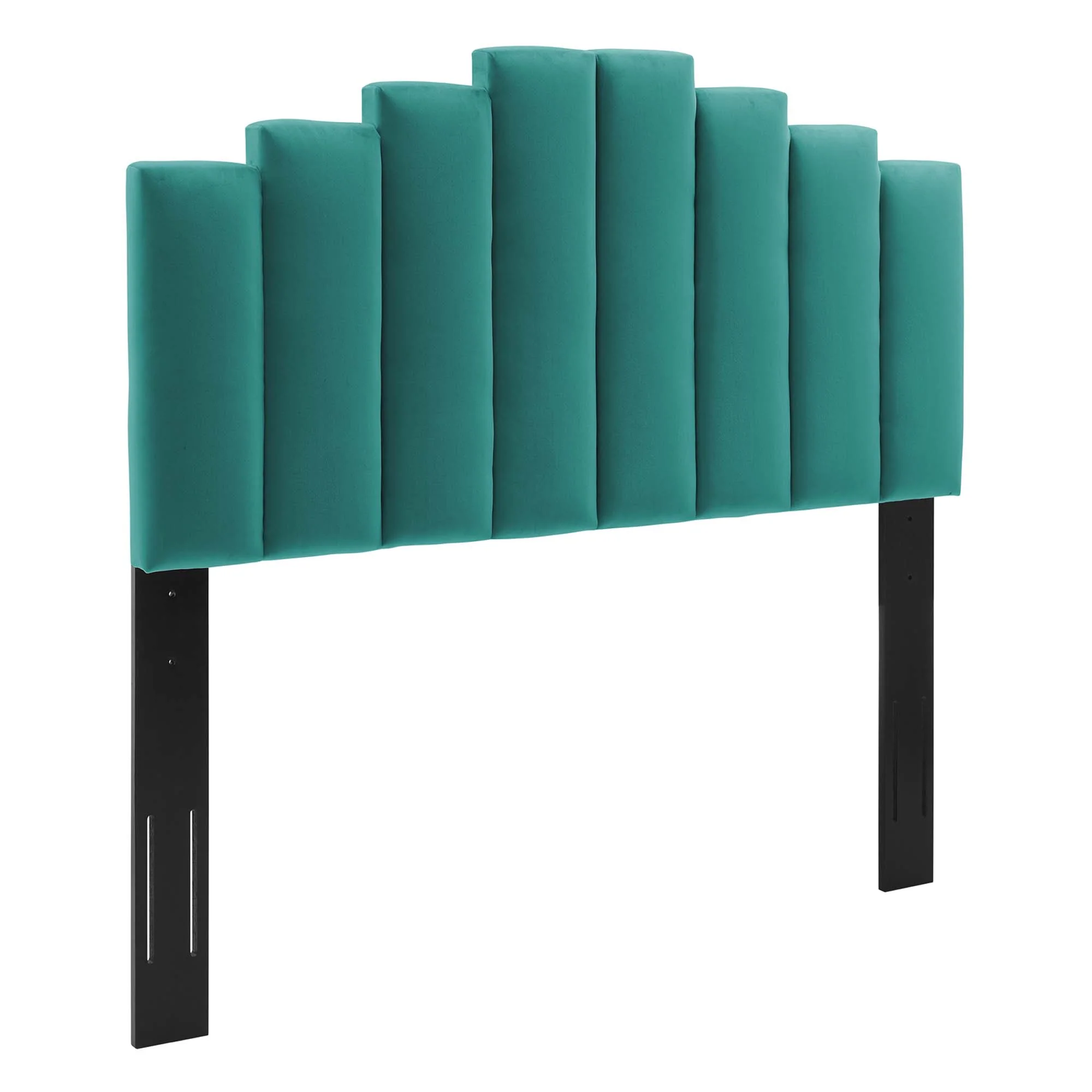 Elise Performance Velvet Platform Bed With Wood and Gold Legs - Image 6