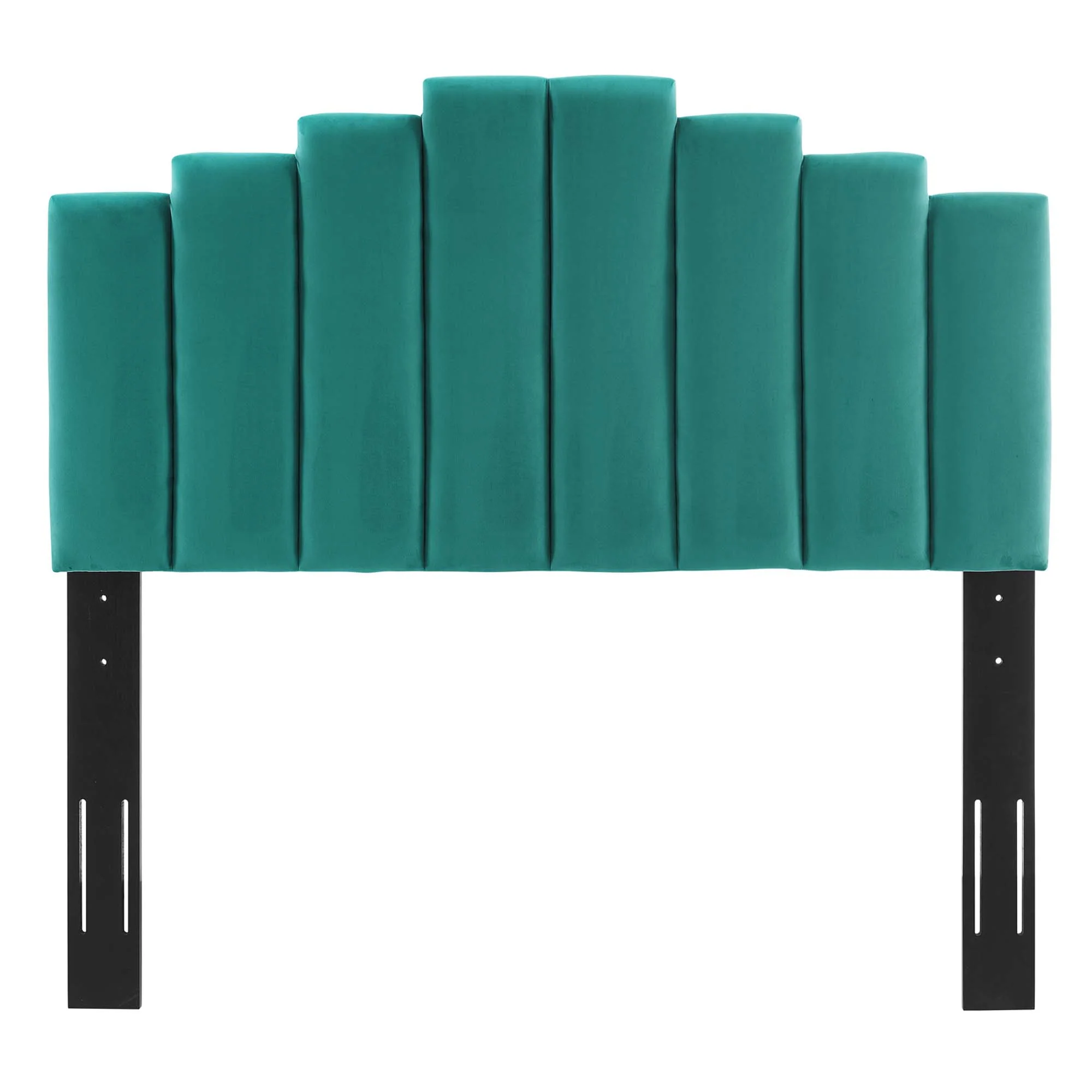 Elise Performance Velvet Platform Bed With Wood and Gold Legs - Image 7