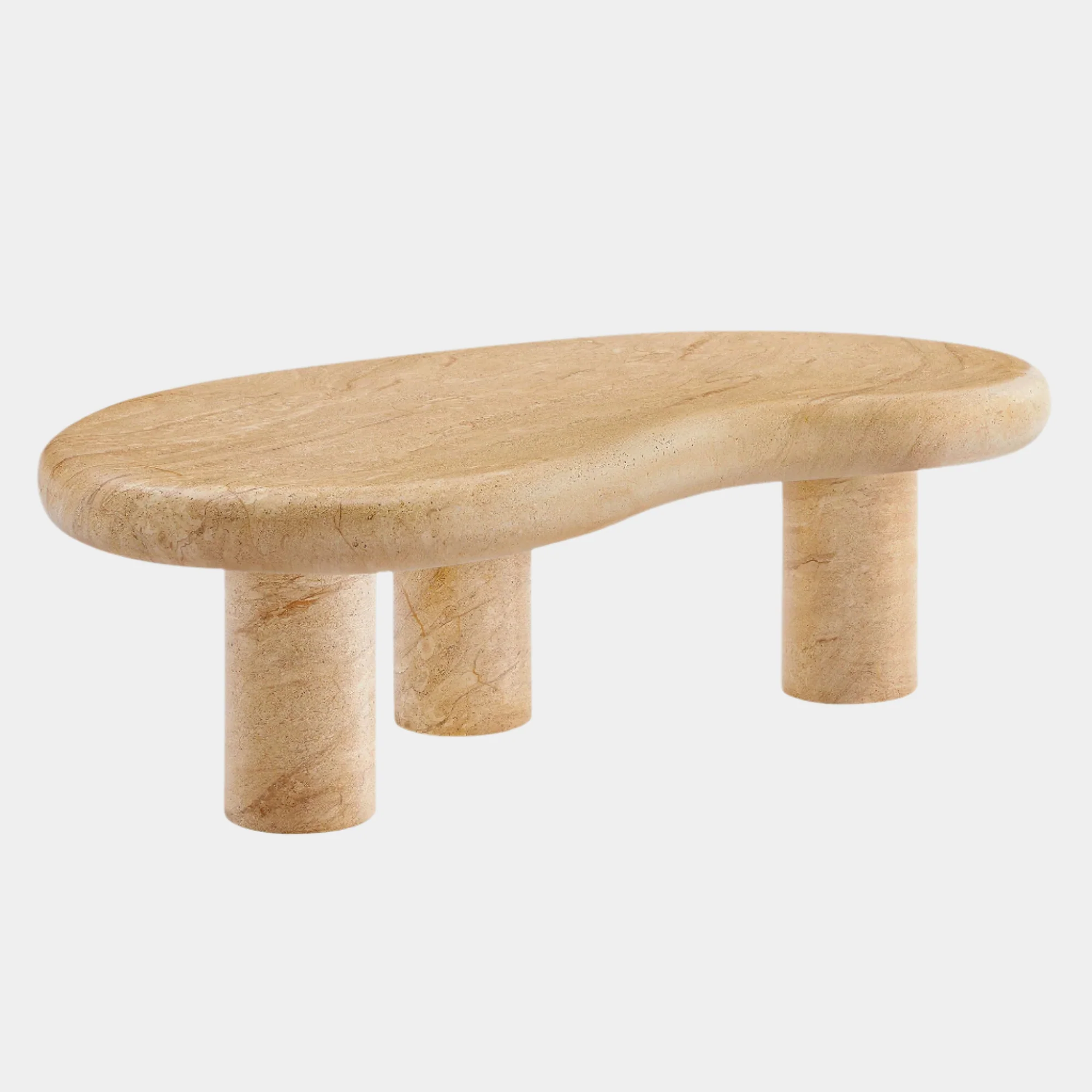 Elowen Indoor - Outdoor Textured Faux Travertine Coffee Table