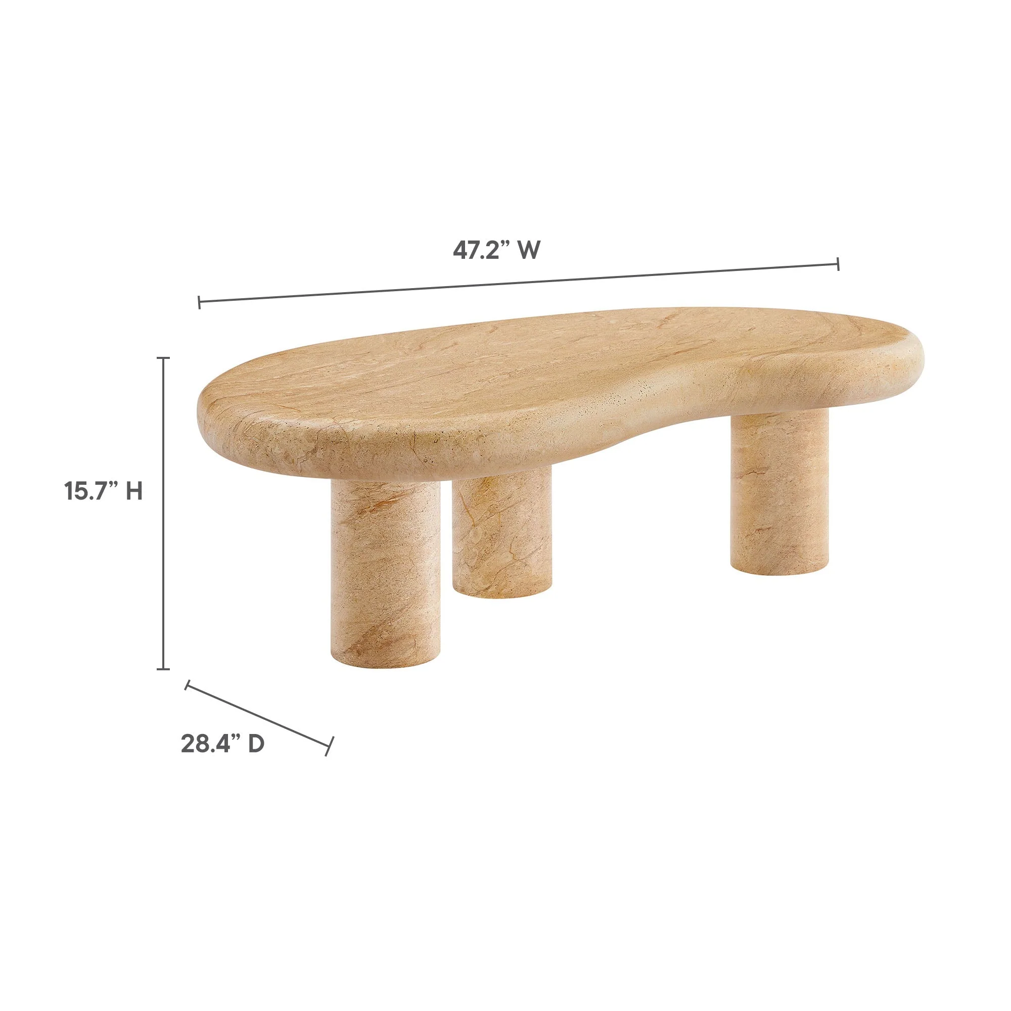 Elowen Indoor - Outdoor Textured Faux Travertine Coffee Table - Image 15