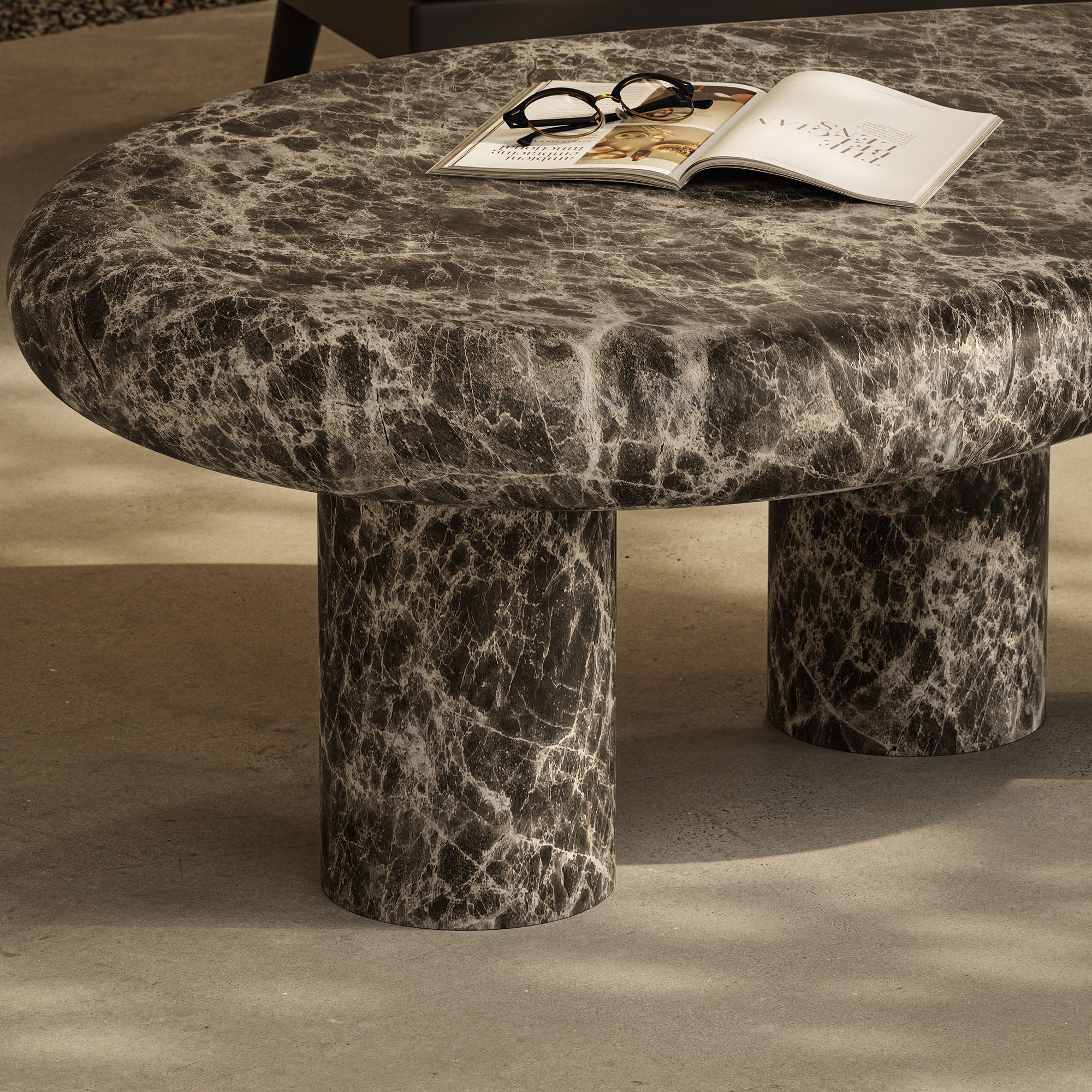 Elowen Indoor - Outdoor Textured Faux Travertine Coffee Table - Image 18