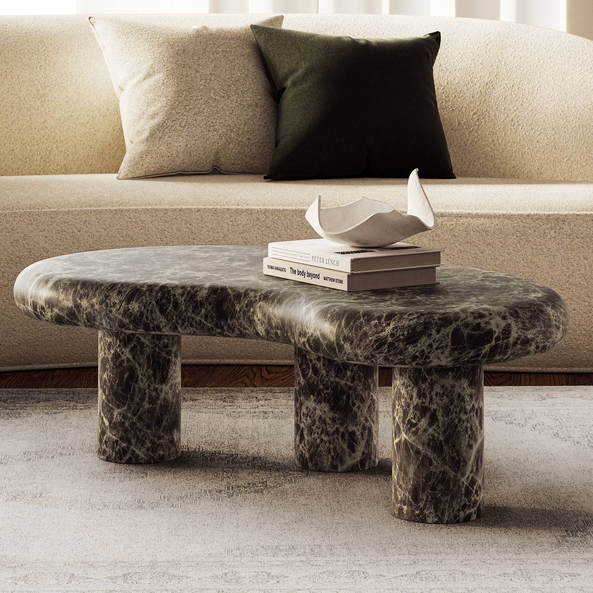 Elowen Indoor - Outdoor Textured Faux Travertine Coffee Table - Image 25