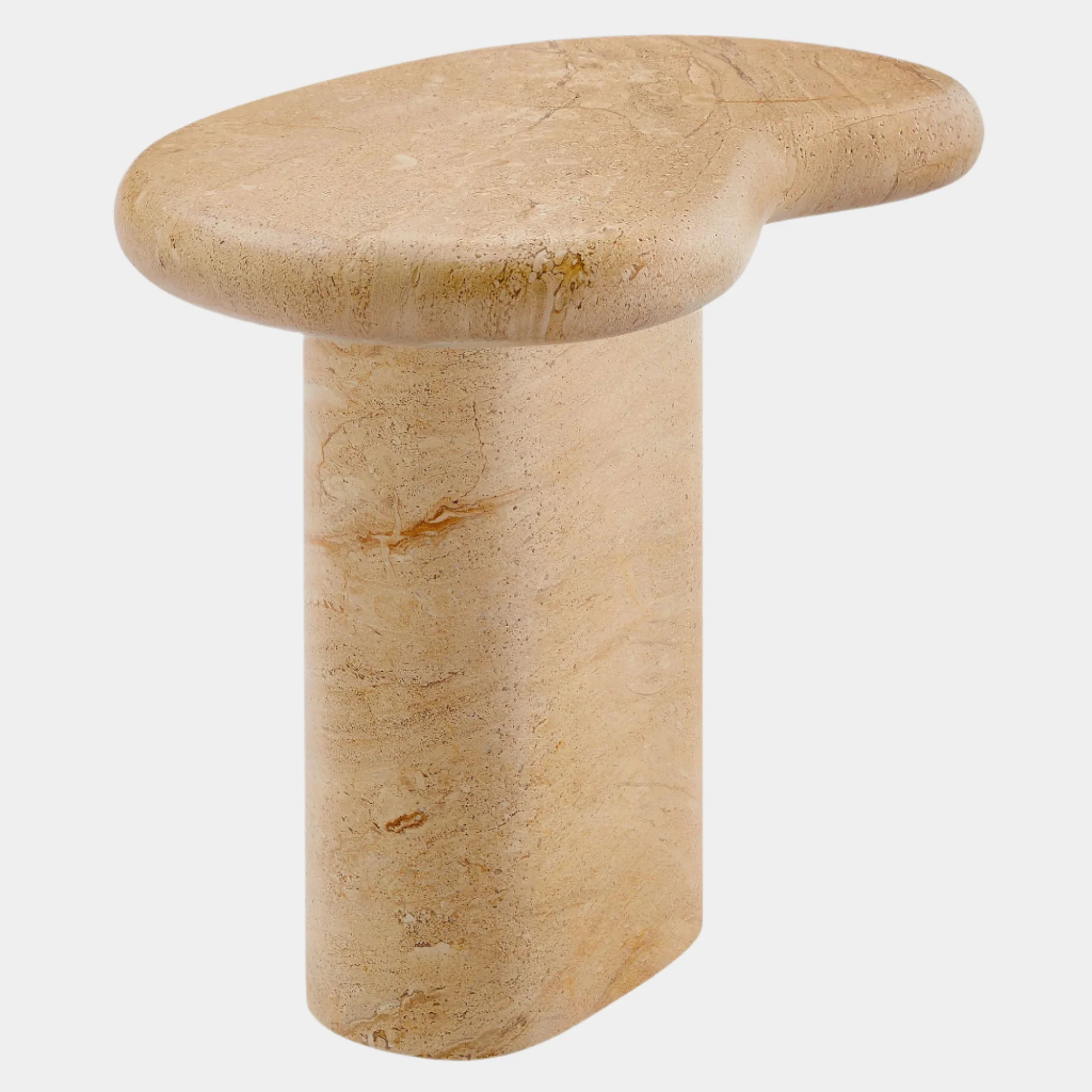 Elowen Indoor - Outdoor Textured Faux Travertine Side Table
