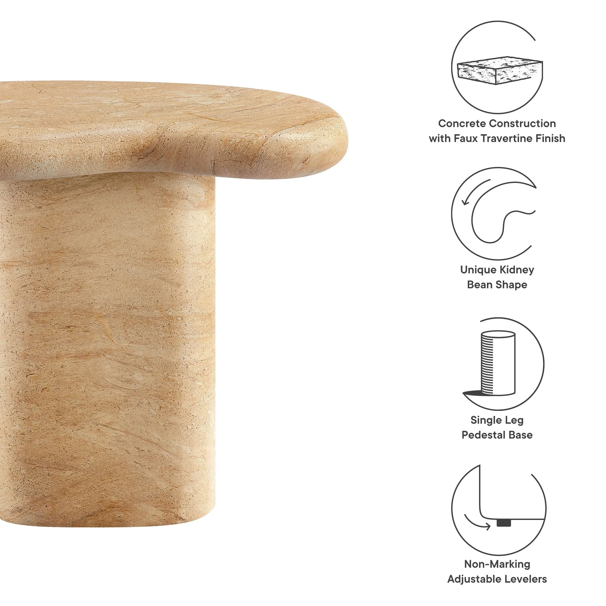 Elowen Indoor - Outdoor Textured Faux Travertine Side Table - Image 13