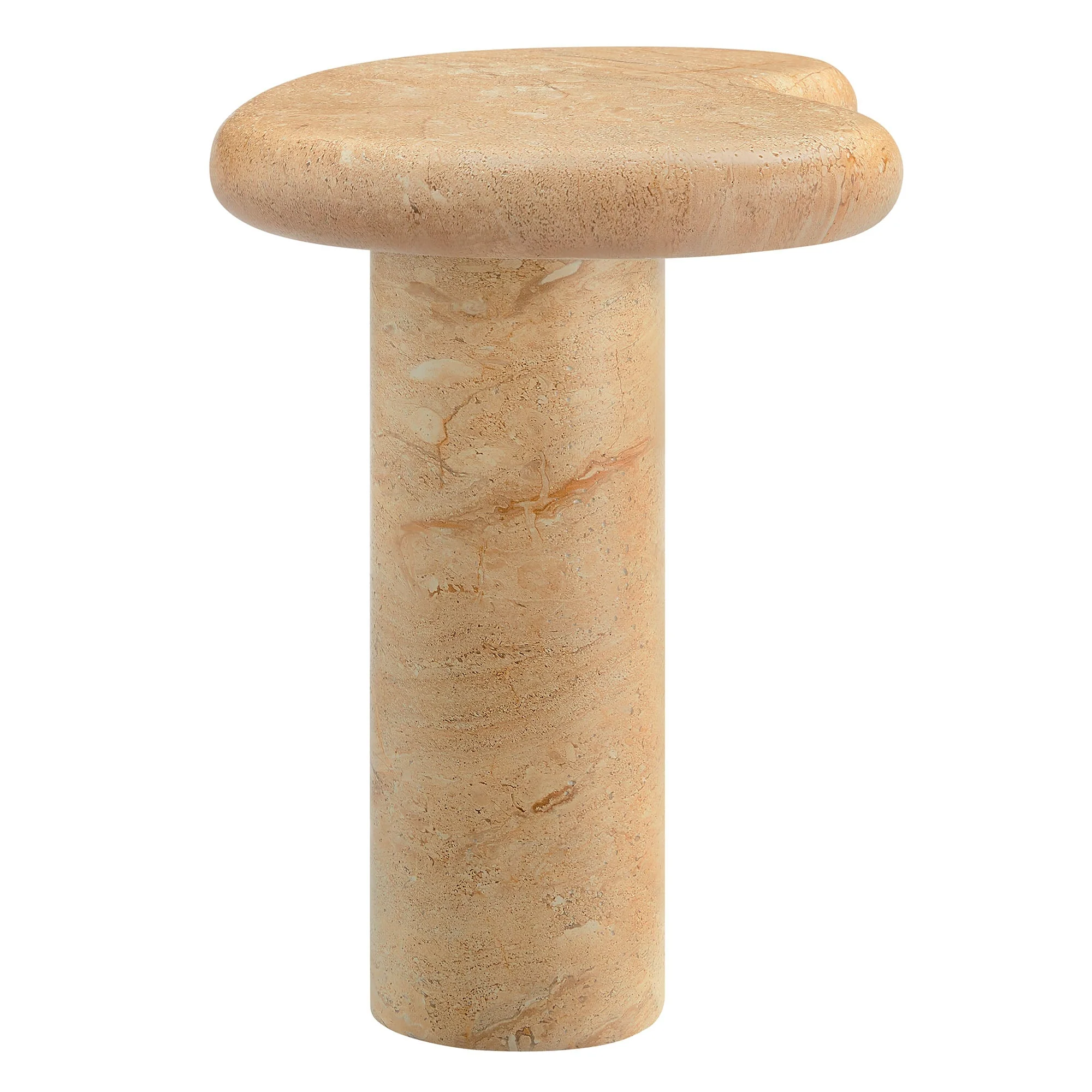 Elowen Indoor - Outdoor Textured Faux Travertine Side Table - Image 4