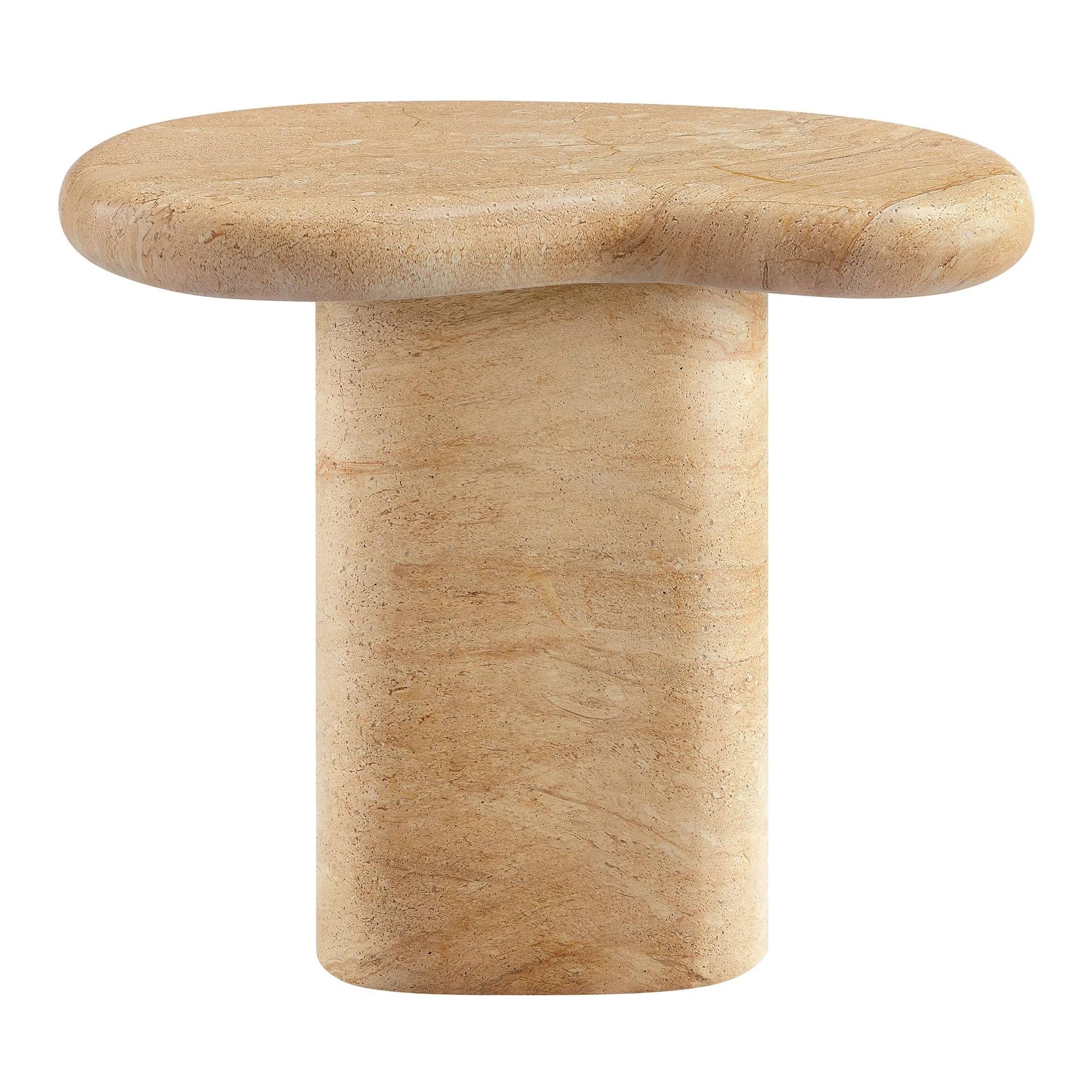 Elowen Indoor - Outdoor Textured Faux Travertine Side Table - Image 5
