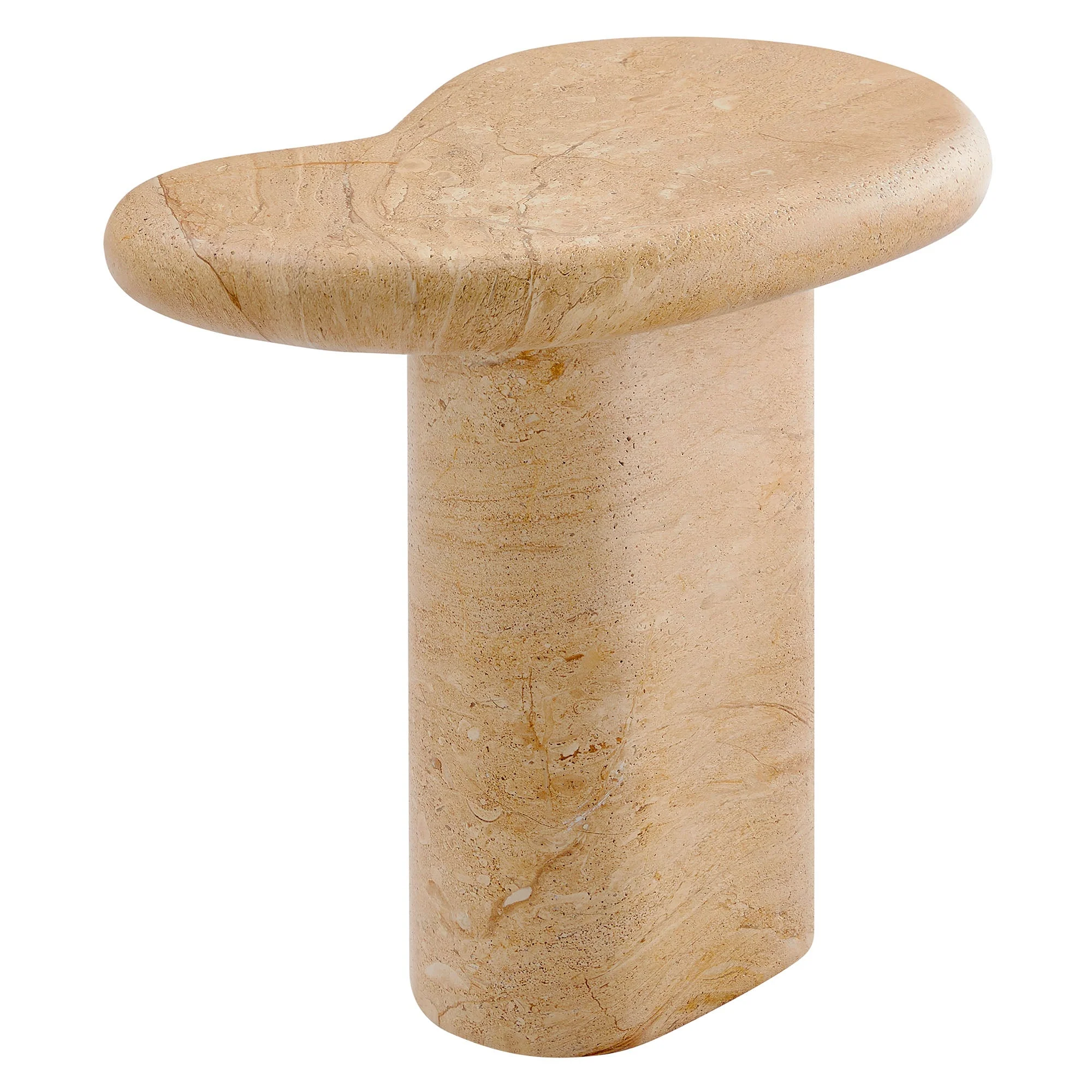 Elowen Indoor - Outdoor Textured Faux Travertine Side Table - Image 6