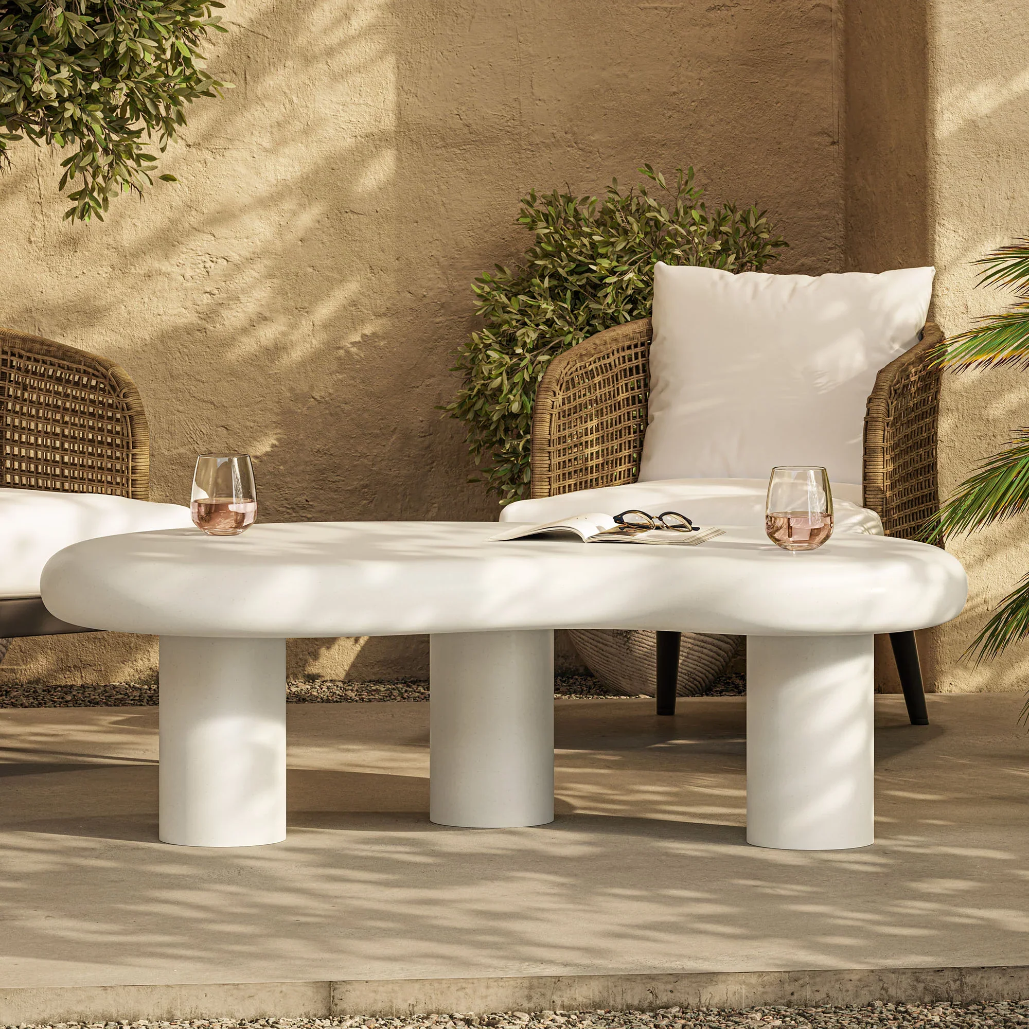 Elowen Outdoor Coffee Table in White - Image 9