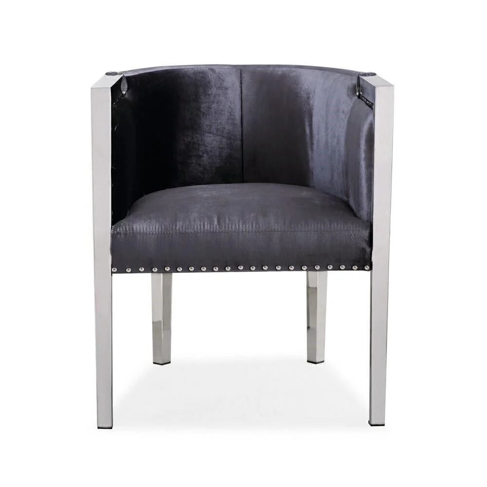 Elvis Accent Chair Stainless Steel legs Charcoal Velvet - Image 4