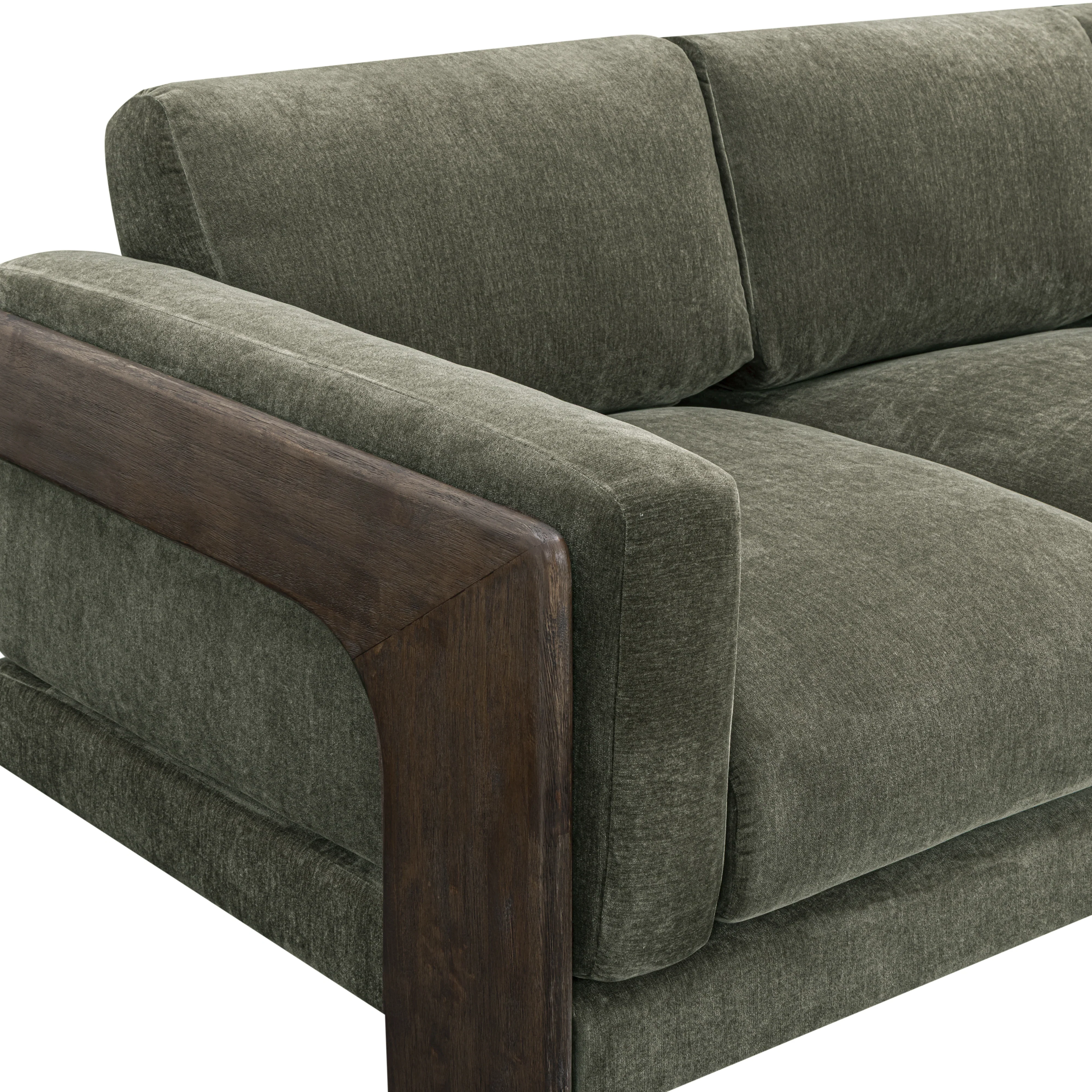 Elyn 91" Olive Green Upcycled Contract-Grade Chenille Sofa - Image 3