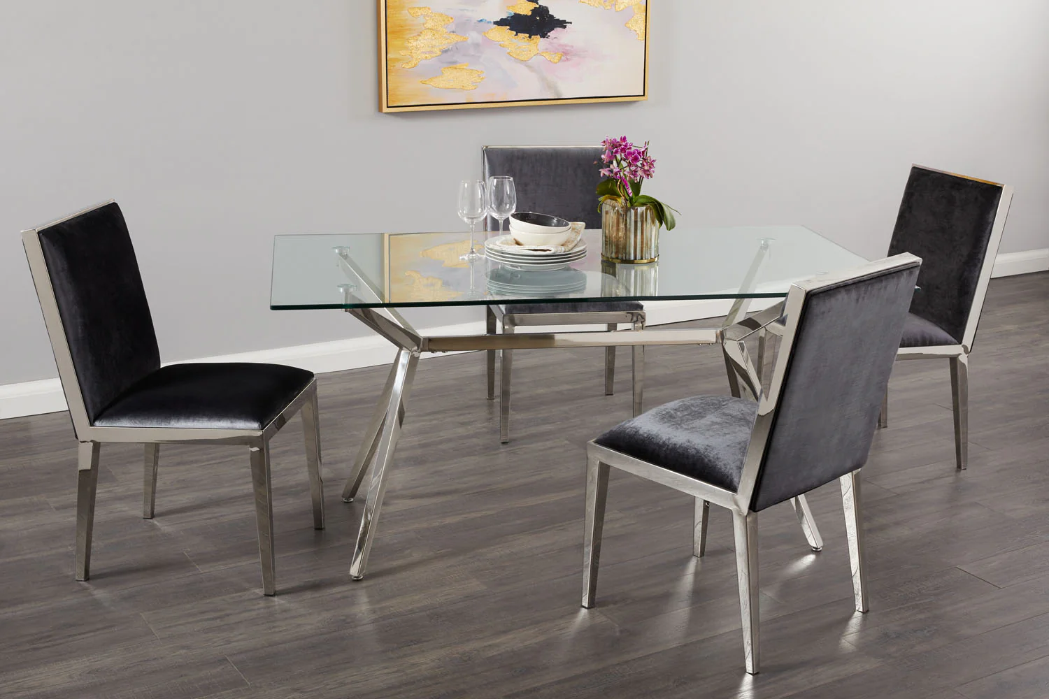 Emario Dining Chair Charcoal Velvet - Image 2
