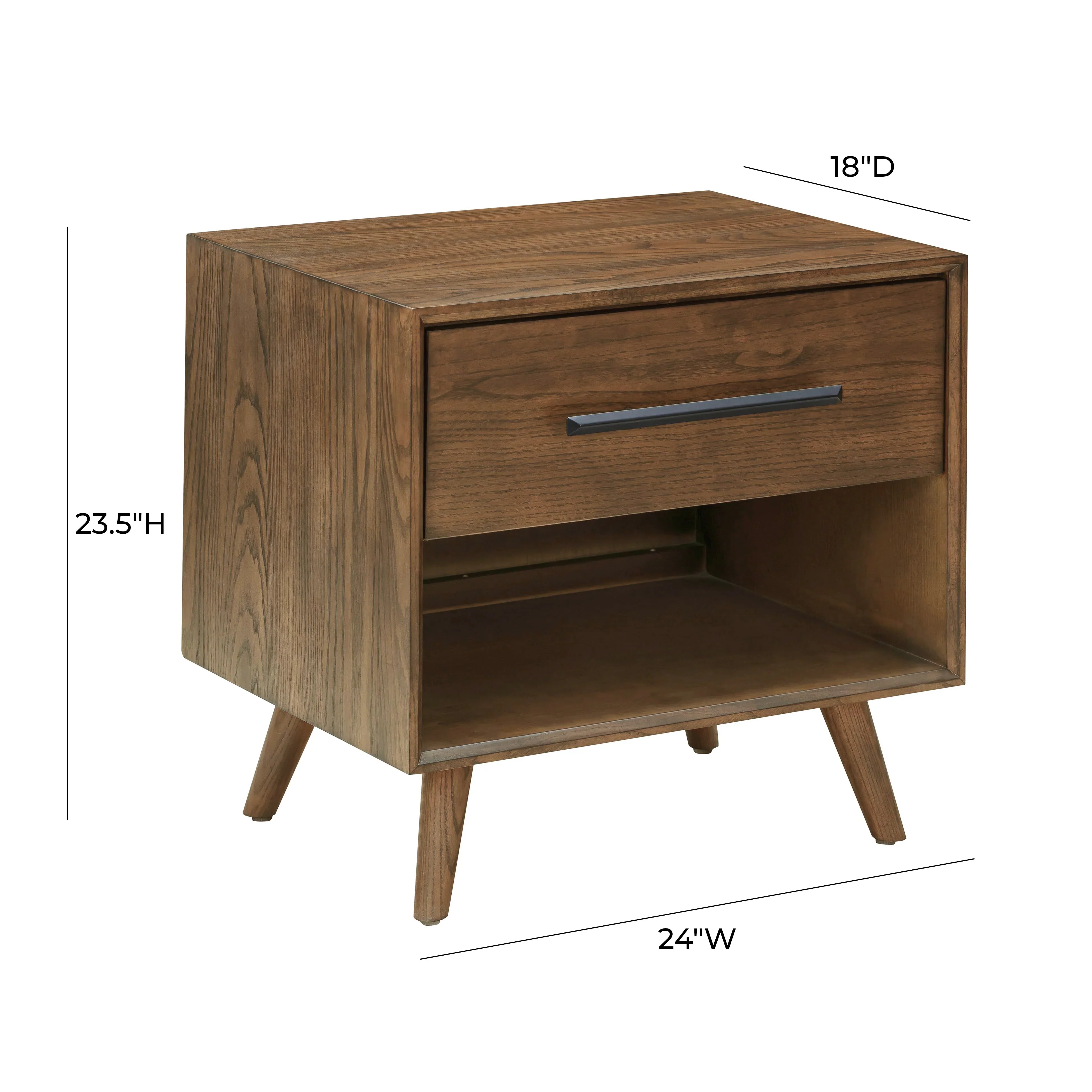 Emery 24" Walnut 1-Drawer Nightstand - Image 8