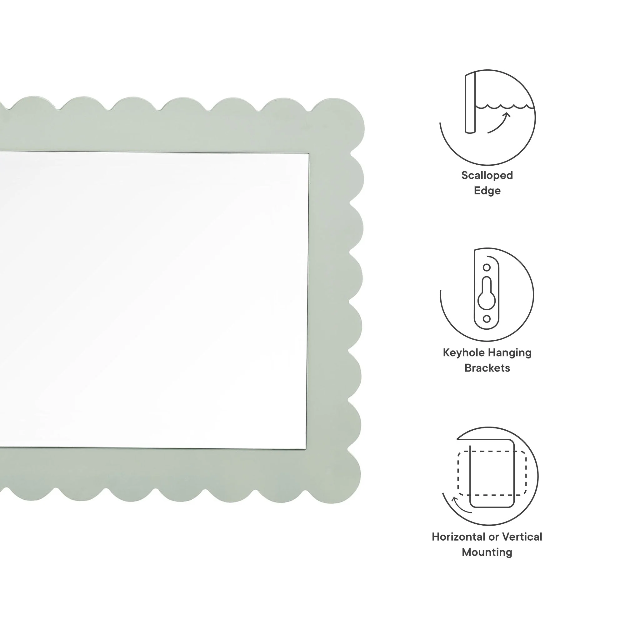 Emmeline Scalloped Rectangle Wall Mirror - Image 17