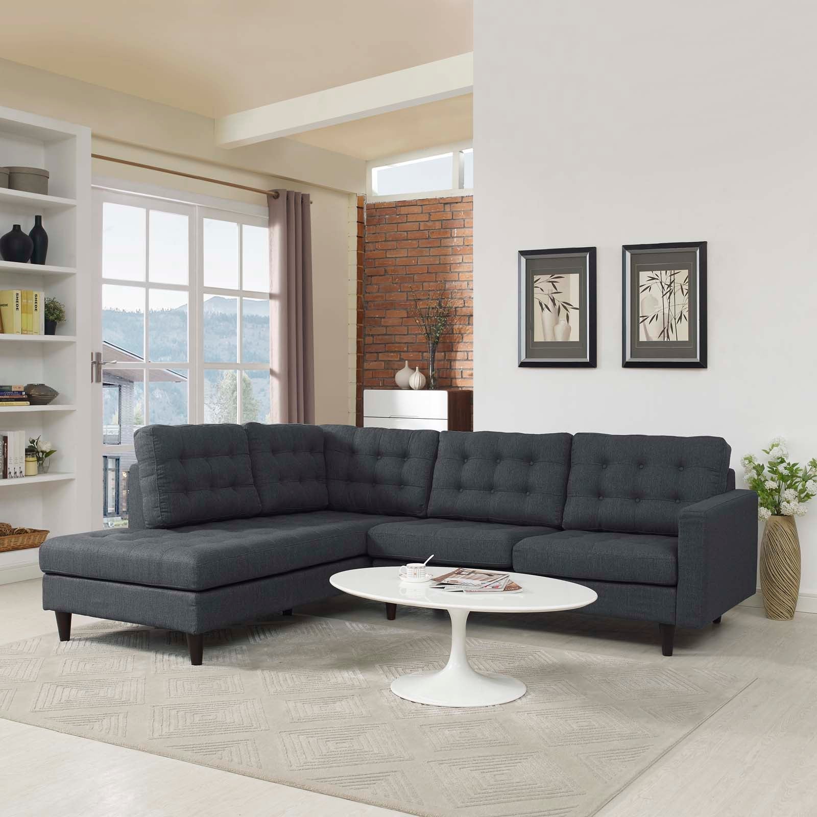 Empress 2 Piece Upholstered Fabric Left Facing Bumper Sectional - Image 2