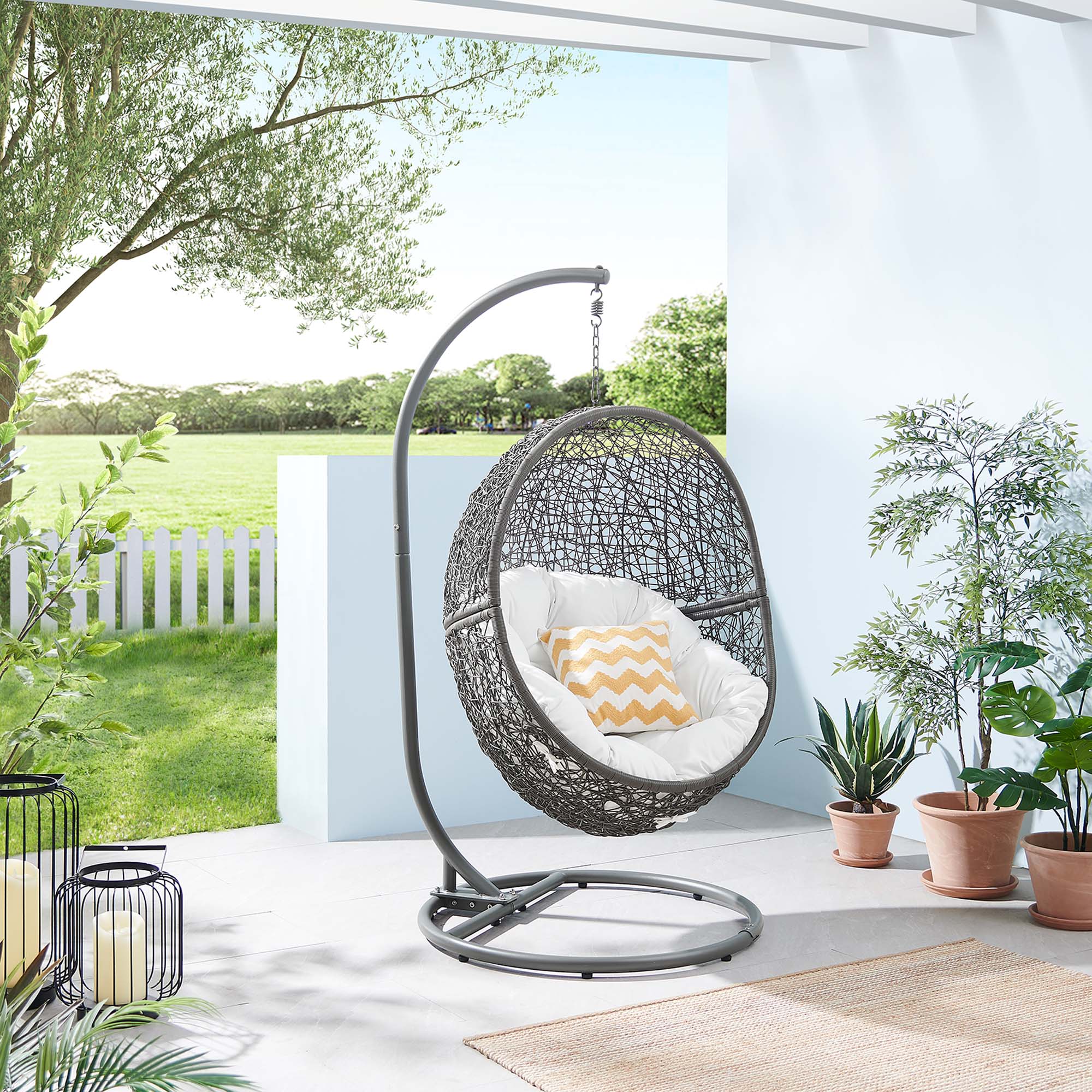 Encase Outdoor Patio Rattan Swing Chair - Image 32